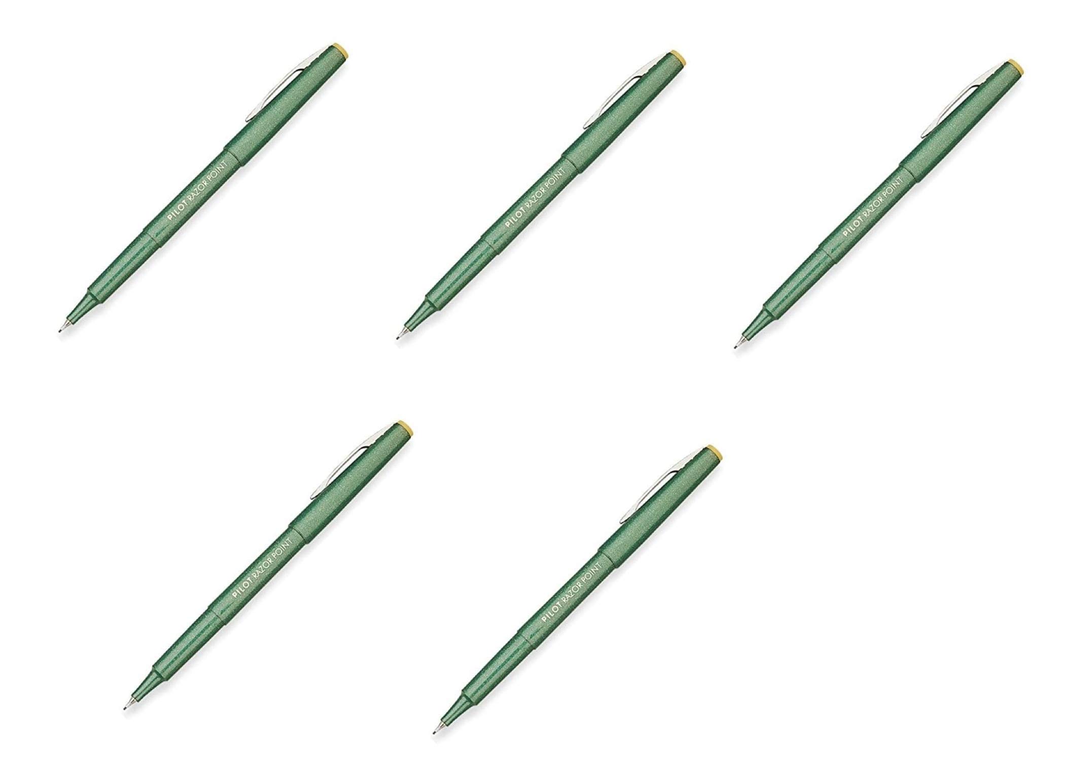 **PILOT Razor Point Marker Stick Pens - Ultra Fine Point Green Ink (5 Pack) - Ideal for Office, School, Art & Craft Projects**