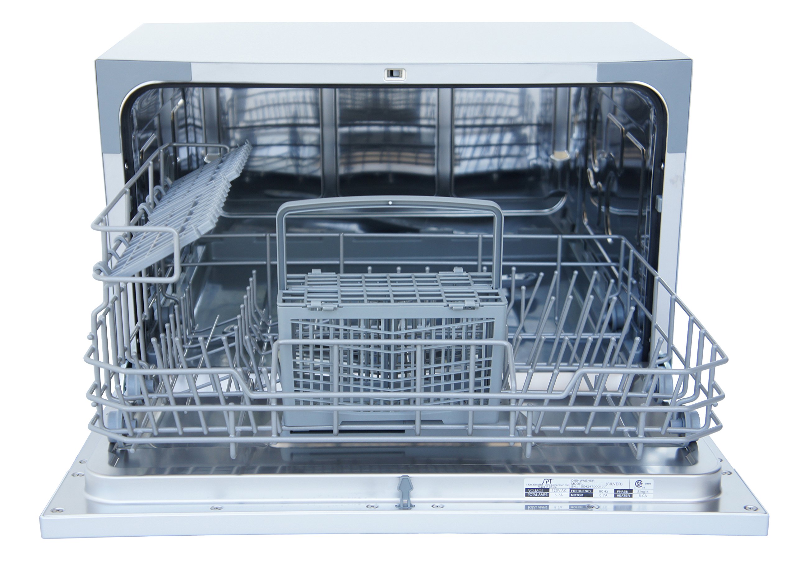SPT SD-2224DSB ENERGY STAR Certified Compact Countertop Dishwasher with Delay Start Timer, LED Display - Silver | Space Saving for Apartments, Dorms, RVs & Small Kitchens