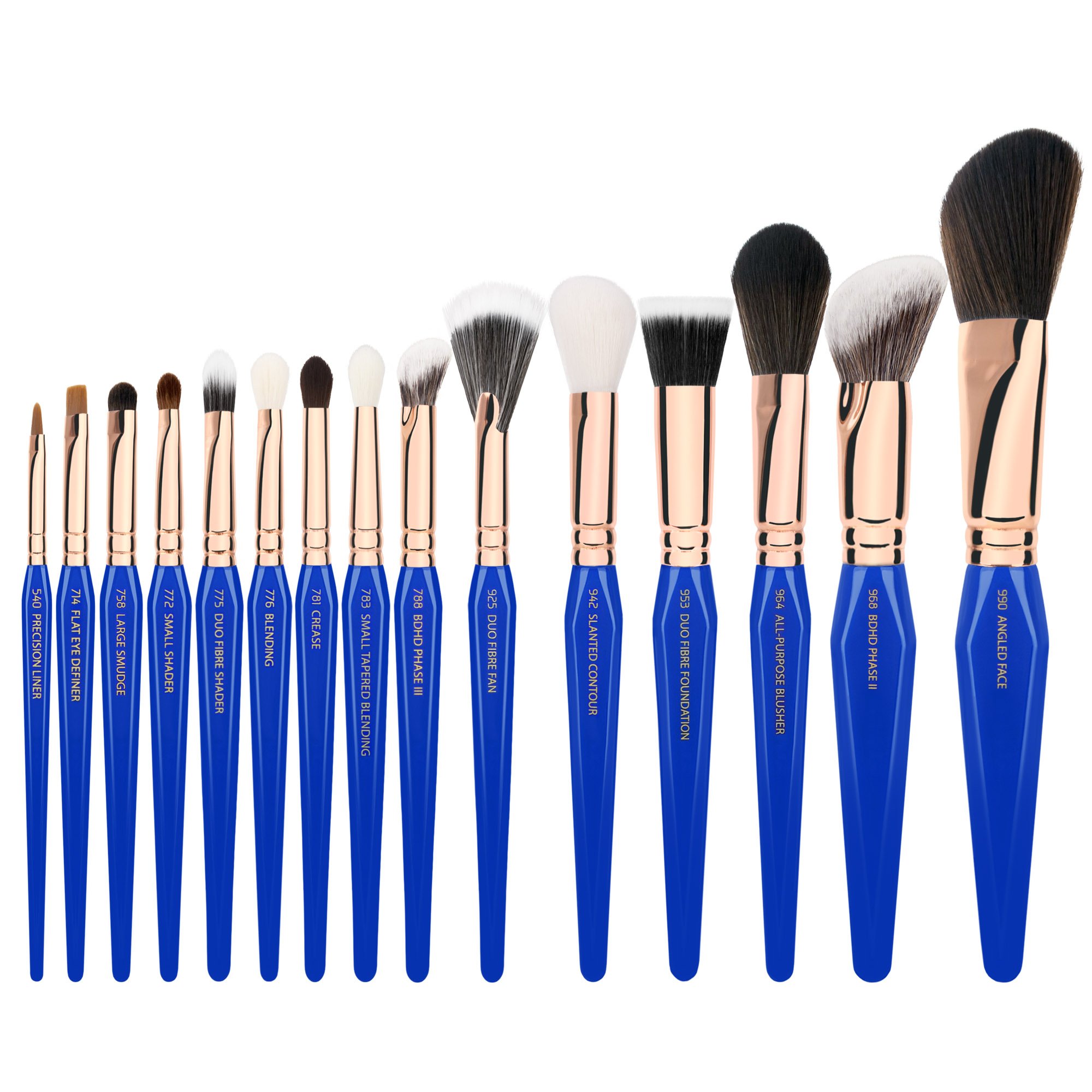 Bdellium Tools Professional 15-Piece Golden Triangle Makeup Brush Set with Stand-Up Pouch - Perfect for Makeup Artists, Beauty Enthusiasts & Travel Use