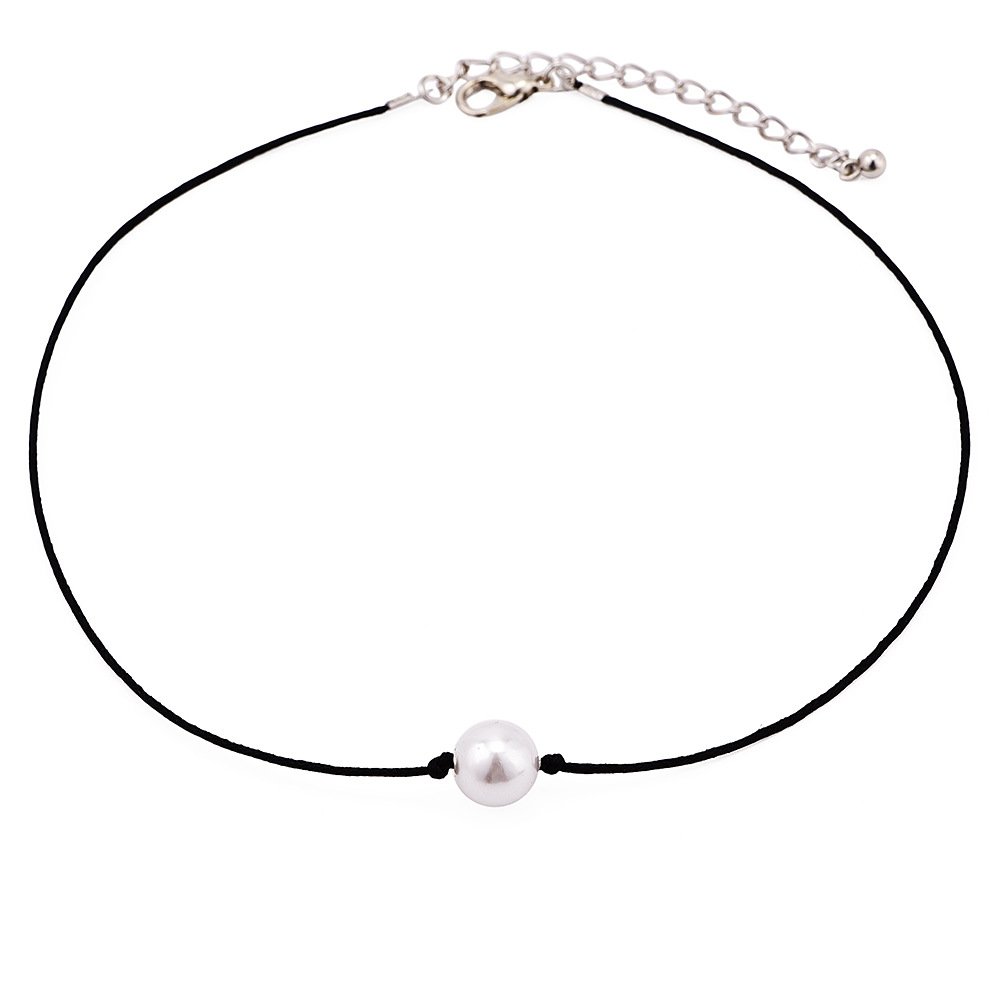 Handmade Single Pearl Choker Necklace for Women - Genuine Leather Cord Jewelry Gift for Her | Perfect for Weddings, Date Nights & Special Occasions