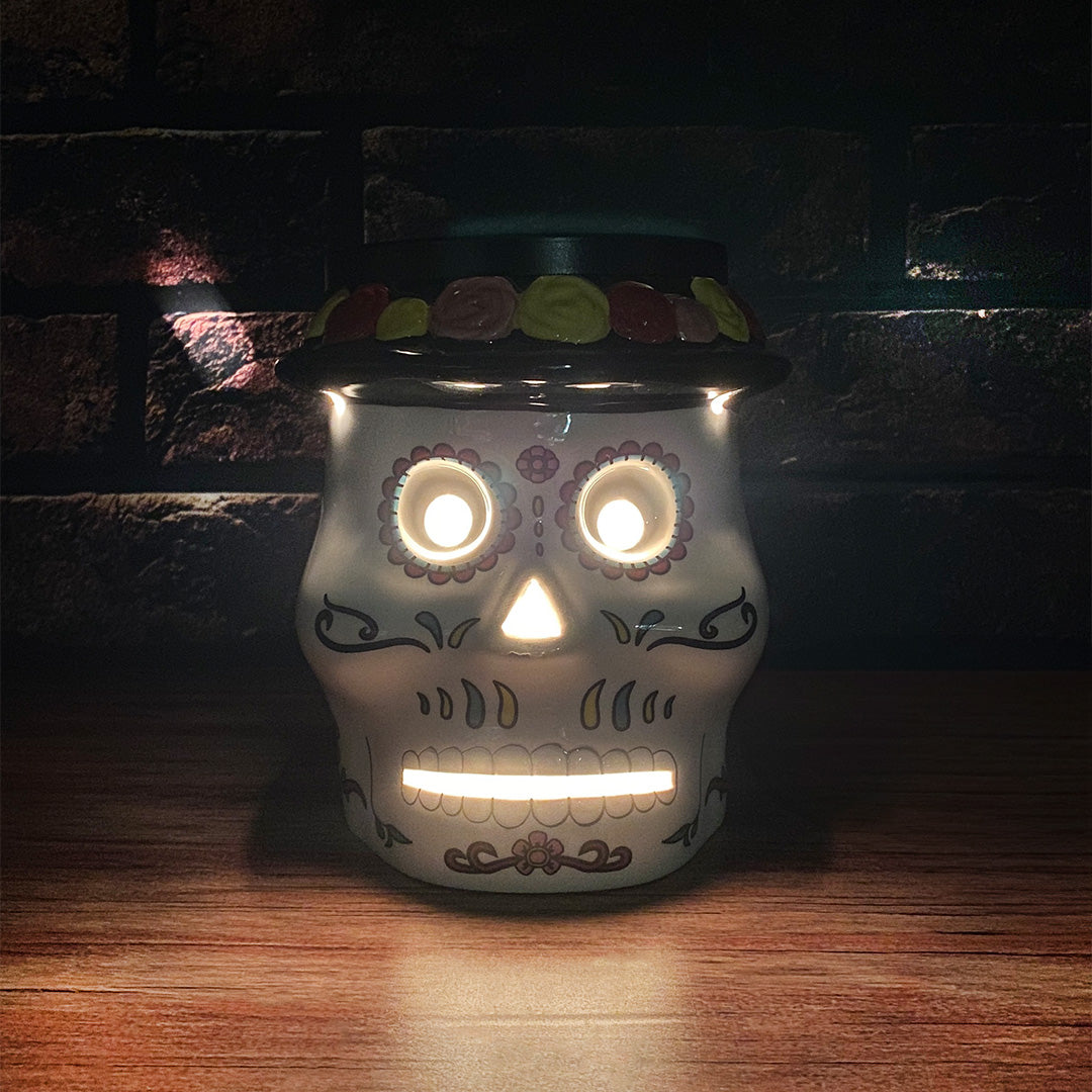 Premium Cello Sugar Skull Electric Wax Melt Burner - Perfect for Home, Office & Halloween Decor