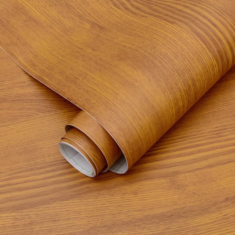 Self-Adhesive Waterproof Peel and Stick Wallpaper - Wood Grain Contact Paper for Kitchen Cabinets, Countertops, Furniture, Shelves - Oil-Proof Boeing Film (5m x 60cm) - Easy DIY Home Renovation & Decoration for Walls, Drawers, Tables