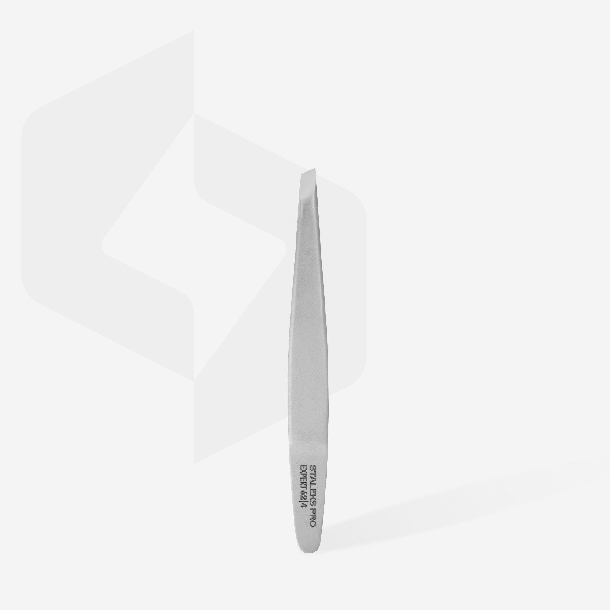 Staleks Expert 62 Slant Tweezers - Precision Eyebrow Tweezers for Professional Grooming & Shaping | Perfect for Salon, Home Use & Travel