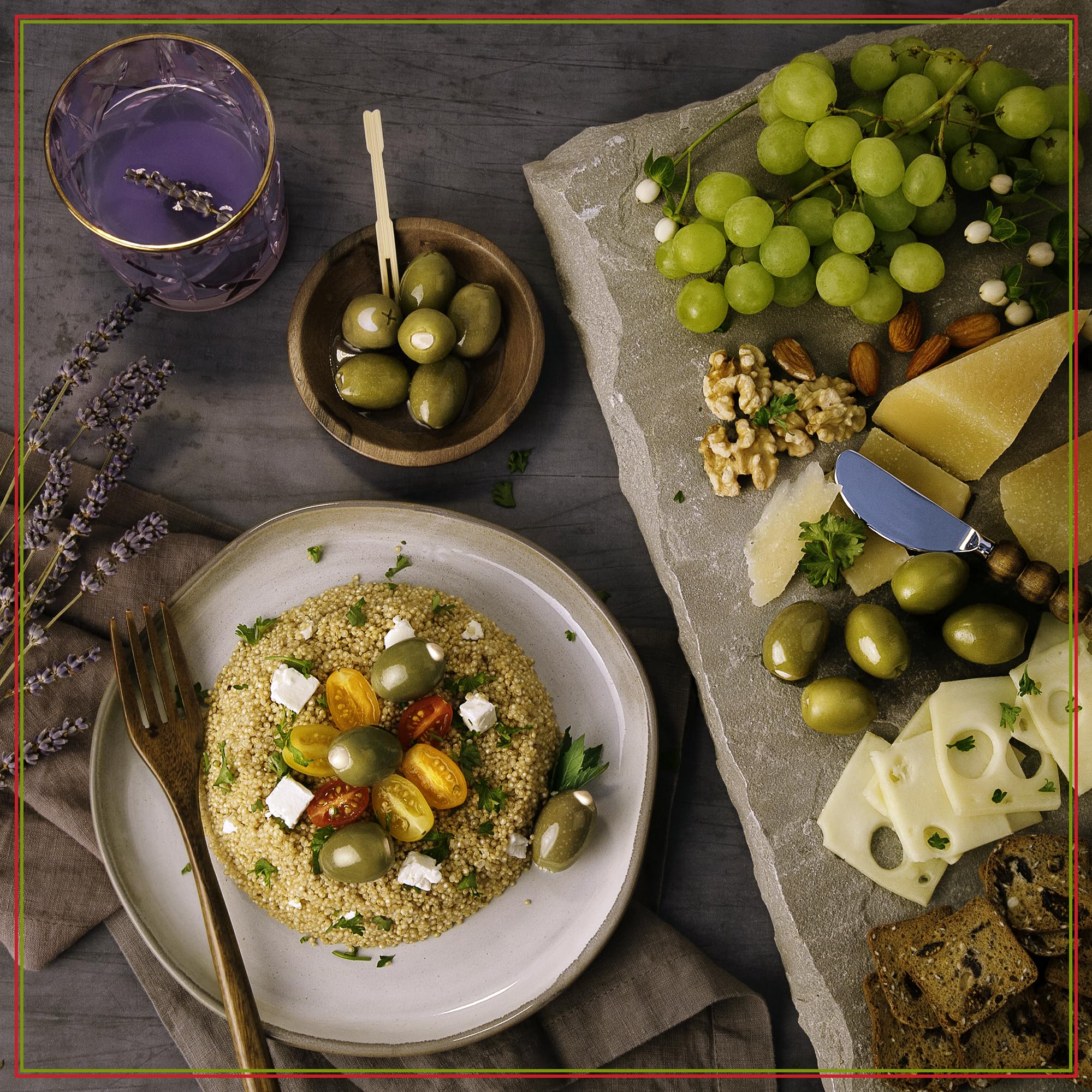 Santa Barbara Gourmet Garlic Stuffed Olives | Meaty Green Olives with Crunchy Garlic | Premium Cocktail & Charcuterie Ingredient | Great for Martini, Cheese Boards & Snacking | 2-Pack (10 oz each)