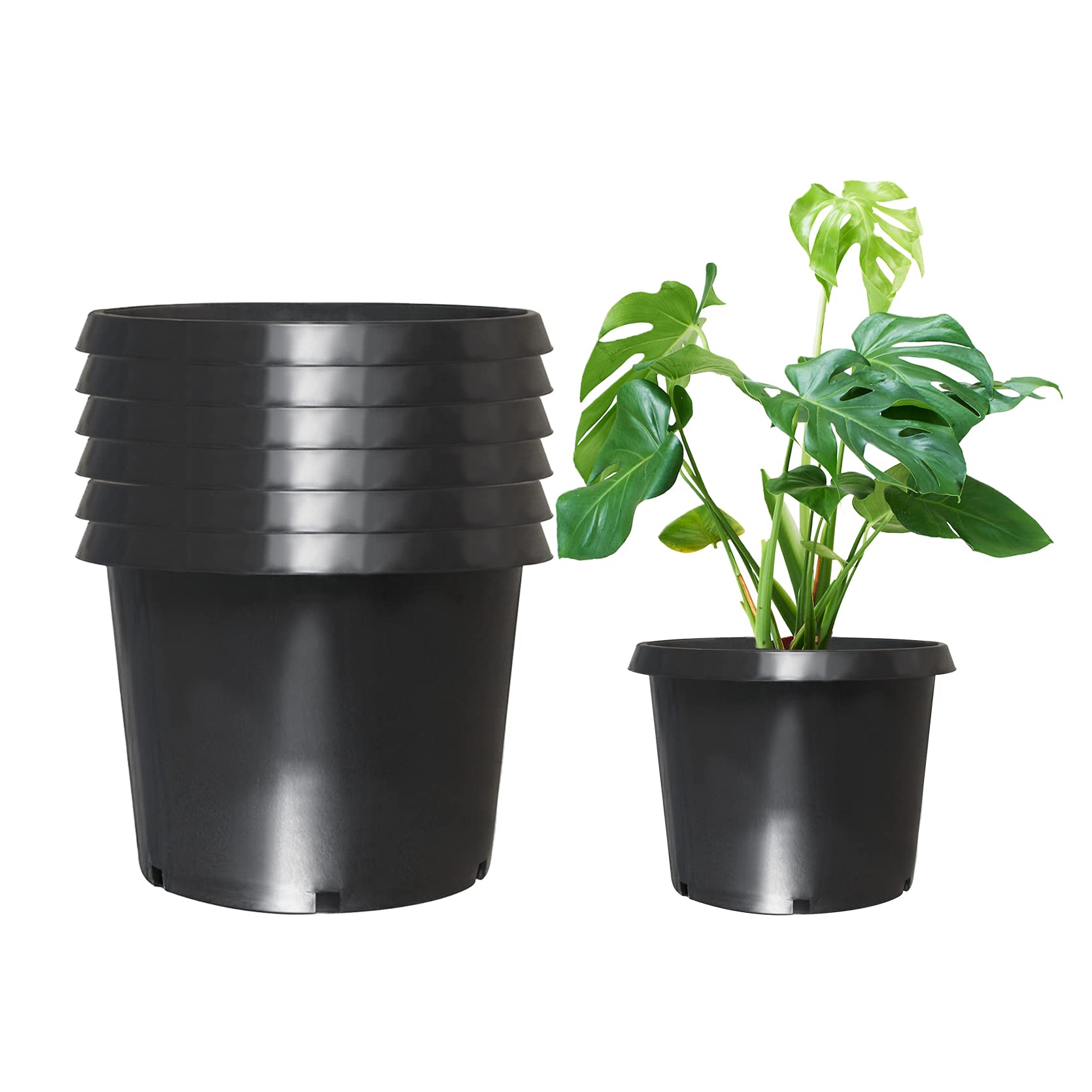 TINVHY 5-Pack 20 Gallon Premium Black Nursery Pots - Heavy Duty Plant Containers for Indoor/Outdoor Gardening, Landscaping & Greenhouse Use (20 Gallon)