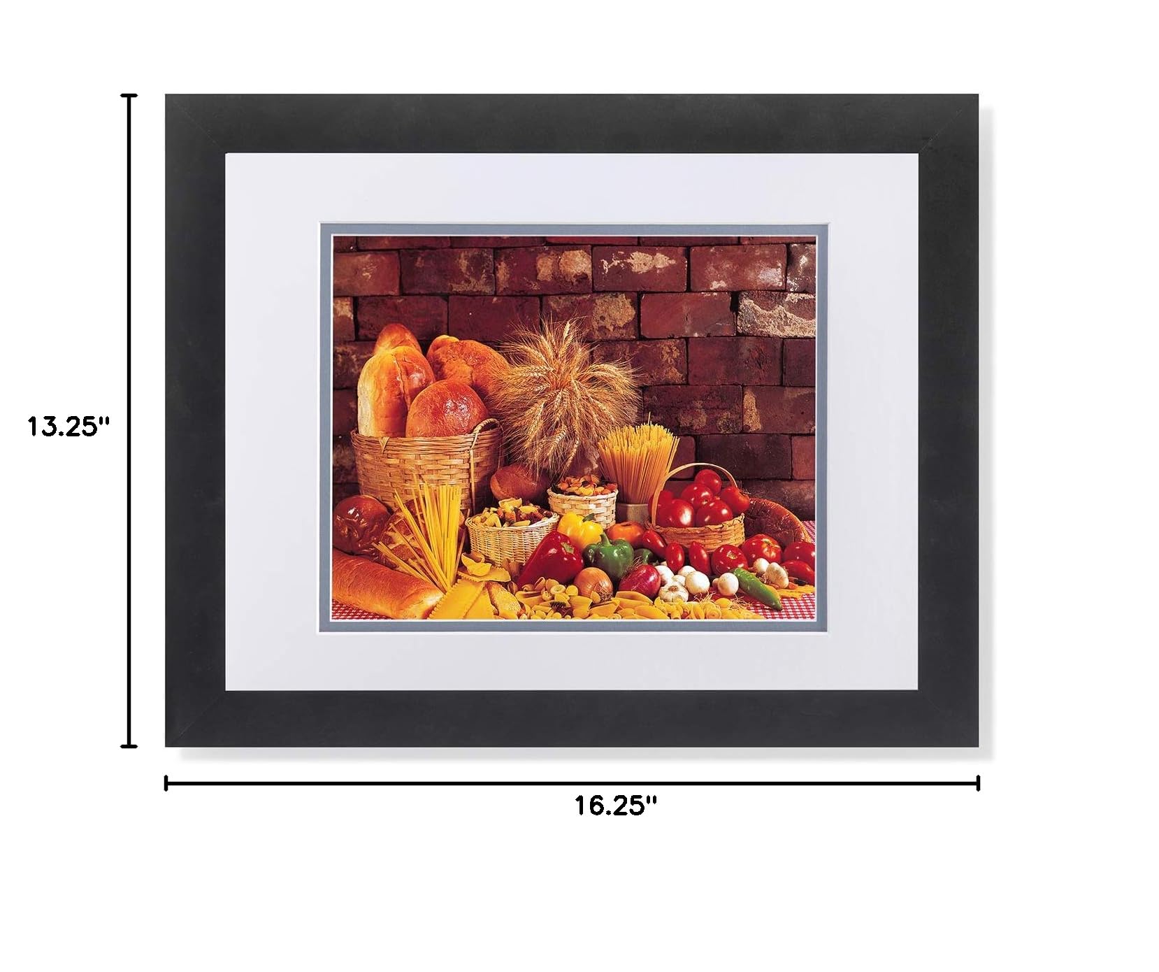 Bread Loaves Pasta Peppers Onions Kitchen Wall Art - Framed Food Photography Print for Home & Restaurant Decor | Perfect for Dining Room, Cafe, or Italian Kitchen Decor