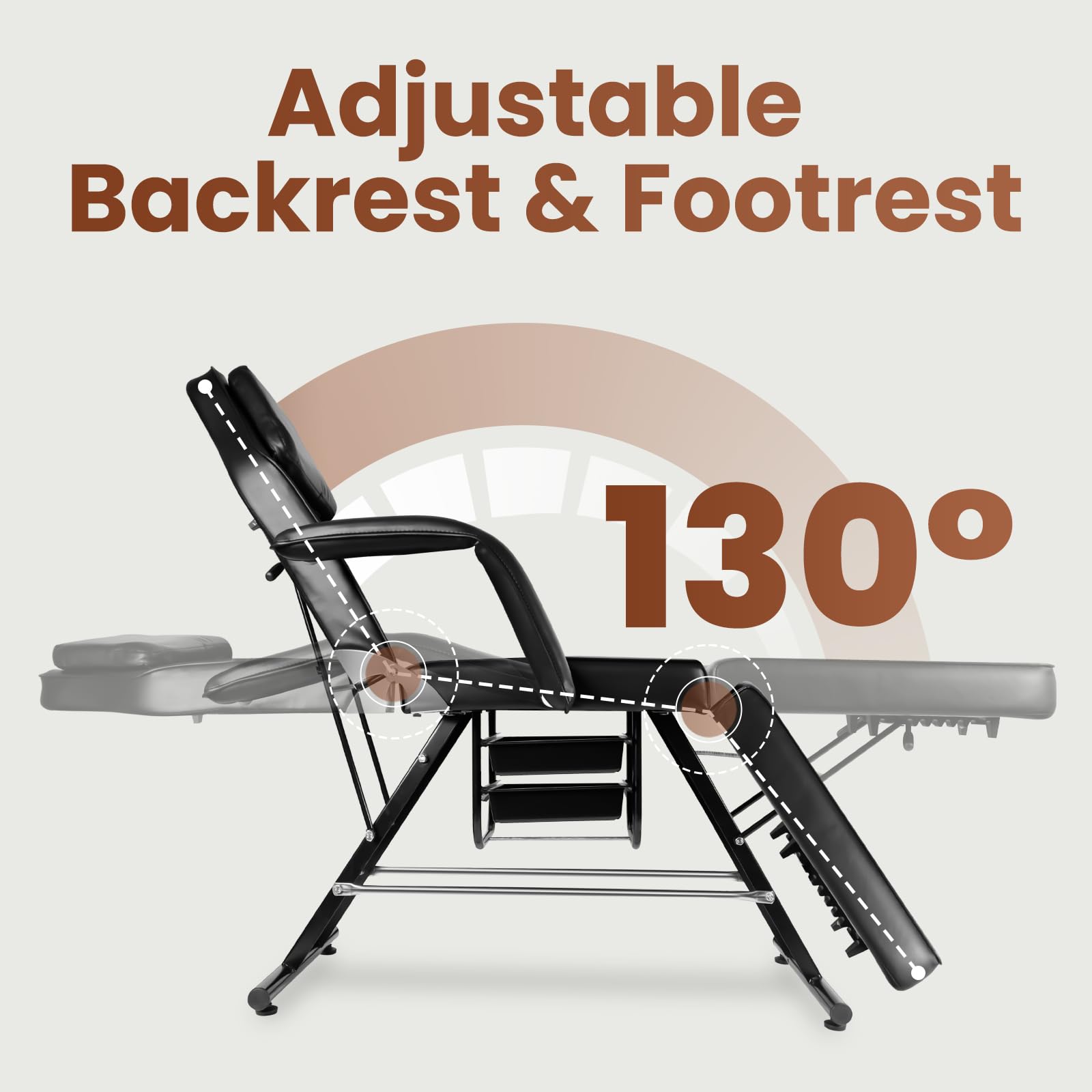 Vohala Adjustable Hydraulic Massage Bed & Tattoo Chair - Professional Folding Salon Spa Bed with Stool for Facial, Beauty Treatments & Tattoo Sessions - Perfect for Massage Therapists, Estheticians & Tattoo Artists (Black, 2-Pack)