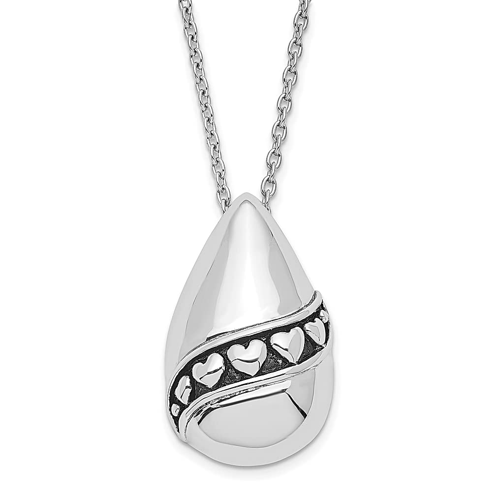 925 Sterling Silver Love Teardrop Heart Pendant Necklace - Inspirational Remembrance Jewelry with S/Message - Elegant Gift for Women, Perfect for Anniversaries, Valentine's Day & Special Occasions