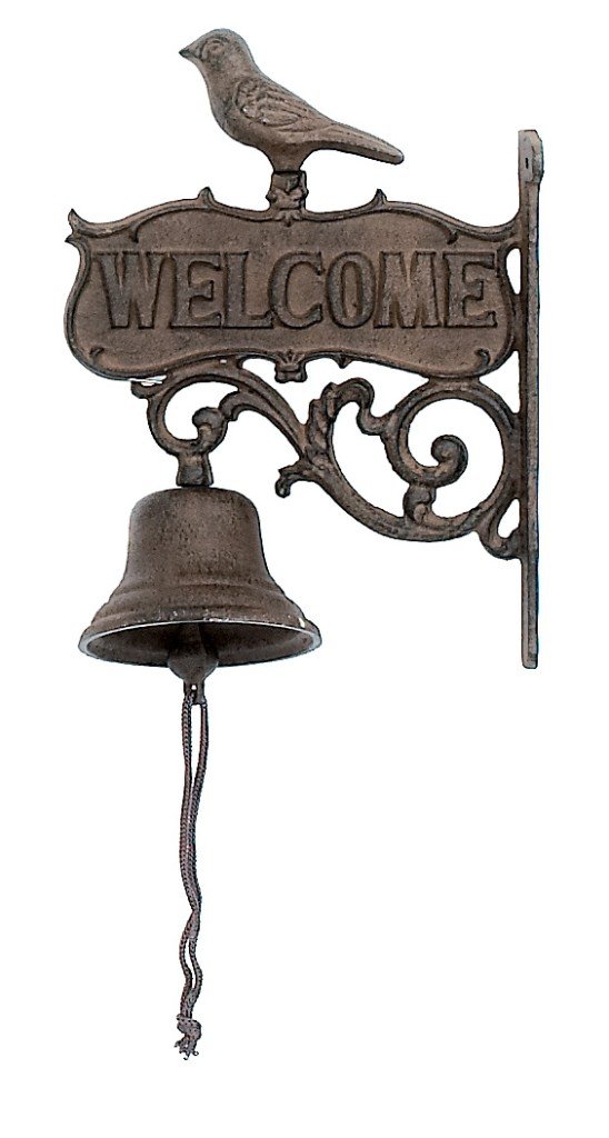 Vintage Cast Iron Hanging Bird Welcome Bell - Rustic Outdoor Garden Decor for Porch, Patio & Front Door Entrance | Handcrafted Wind Chime with Classic Design