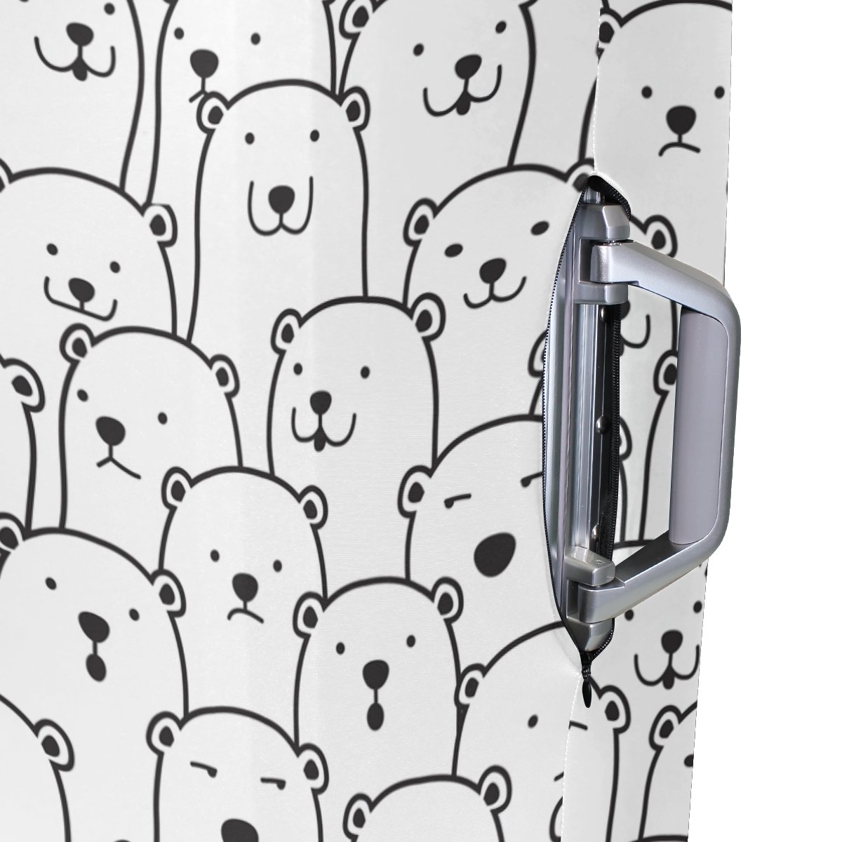 Adorable Black & White Bear Luggage Cover - Travel Suitcase Protector for Kids, Men & Women - Perfect for Airports, Vacations & Family Trips