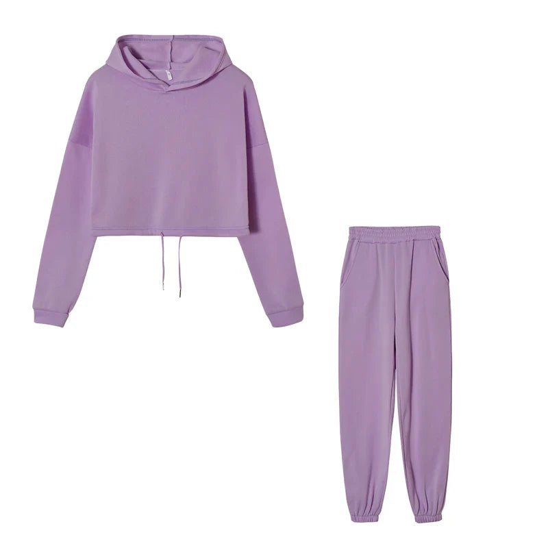 Trendy Women's Long Sleeve Sporty Casual Two-Piece Outfit Set with Waistband - Perfect for Gym, Yoga, Running & Everyday Streetwear