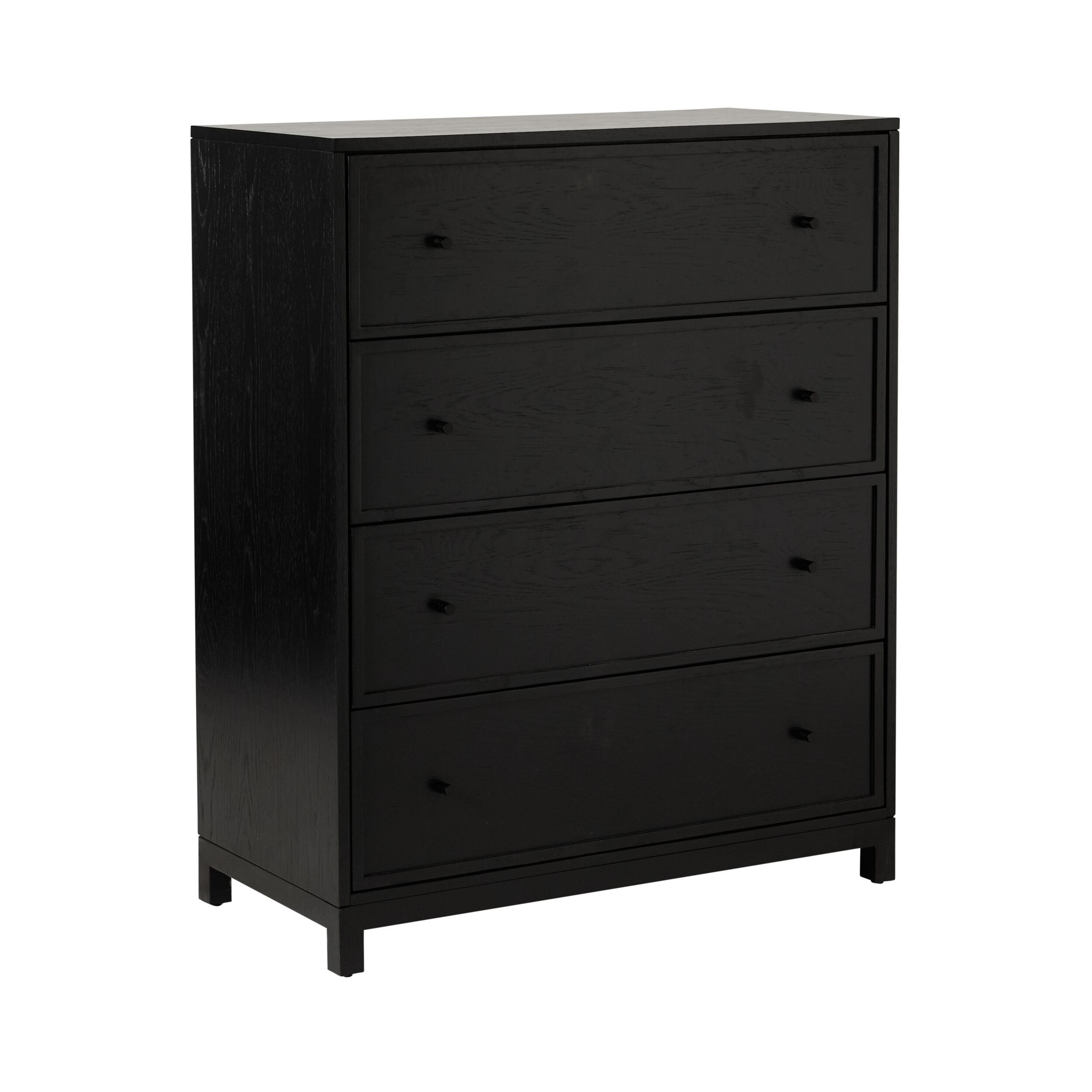 Avalon 4-Drawer Dresser Chest - Black Wooden Storage Cabinet for Bedroom, Living Room & Office Organization