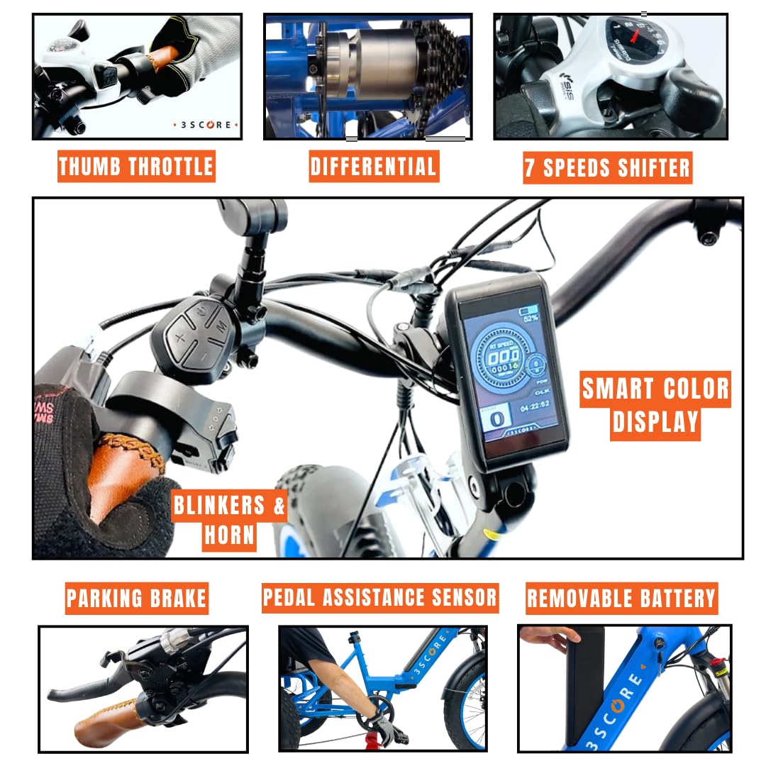 750W Electric Fat Trike with 48V Lithium Battery - Foldable 24
