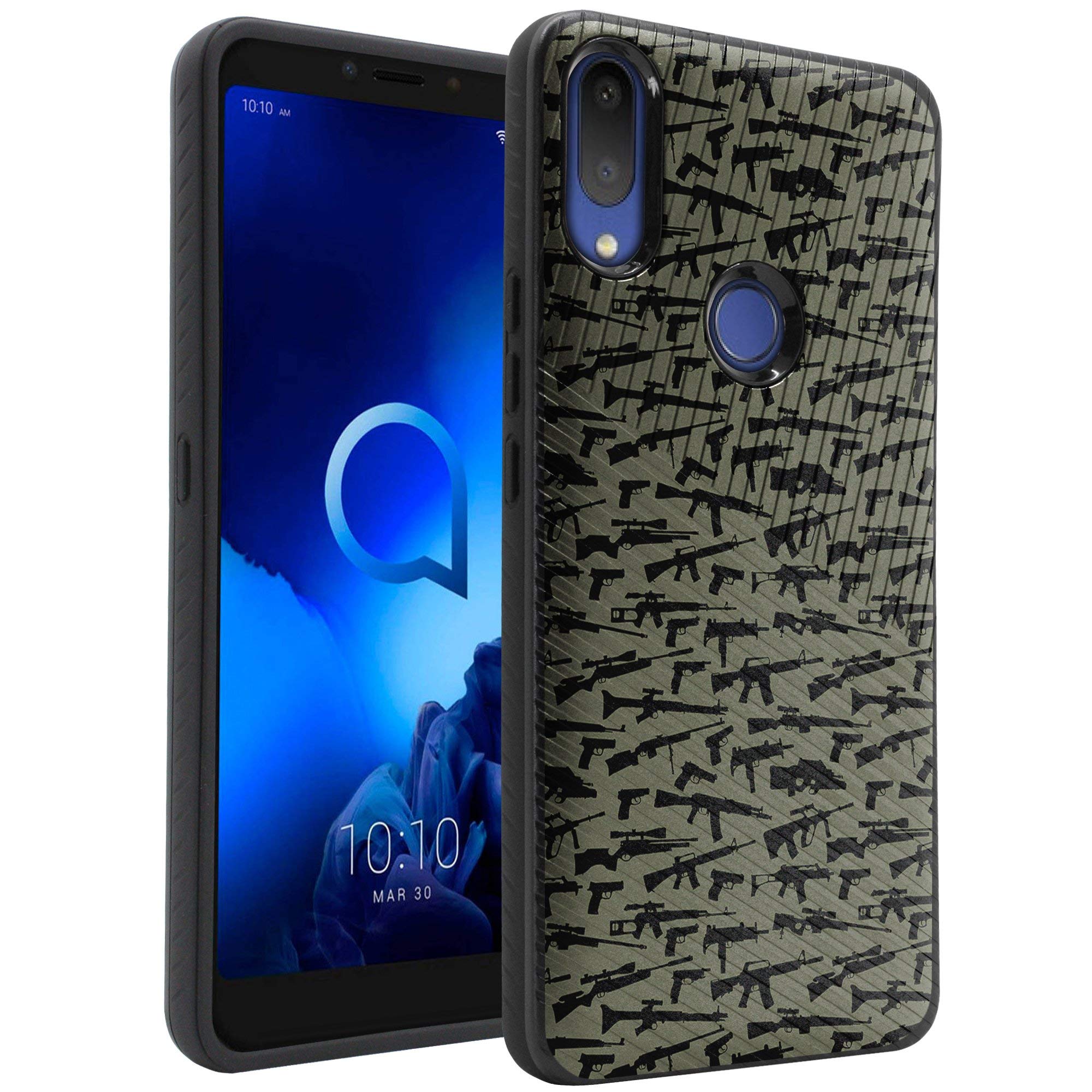 Alcatel 3V Case (2019) - Slim Shockproof Hybrid Cover - Green Guns for Metro