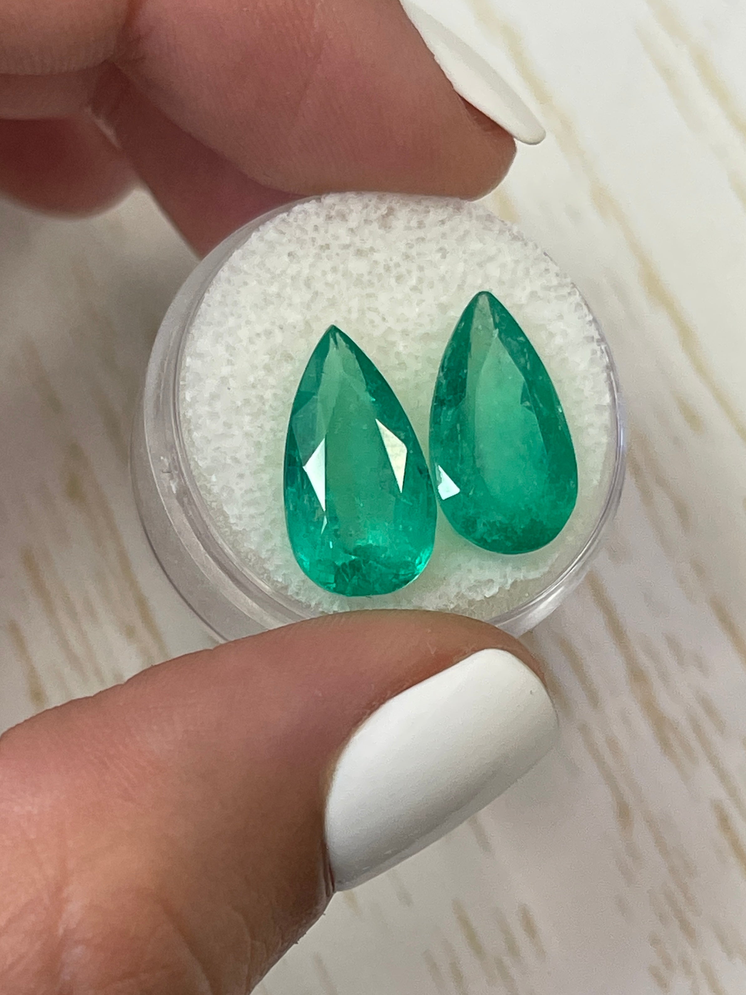 10.62tcw Pear Cut Loose Colombian Emeralds - Matching Set of 16x9mm Natural Green Gemstones for Jewelry Making, Engagement Rings & Luxury Gifts
