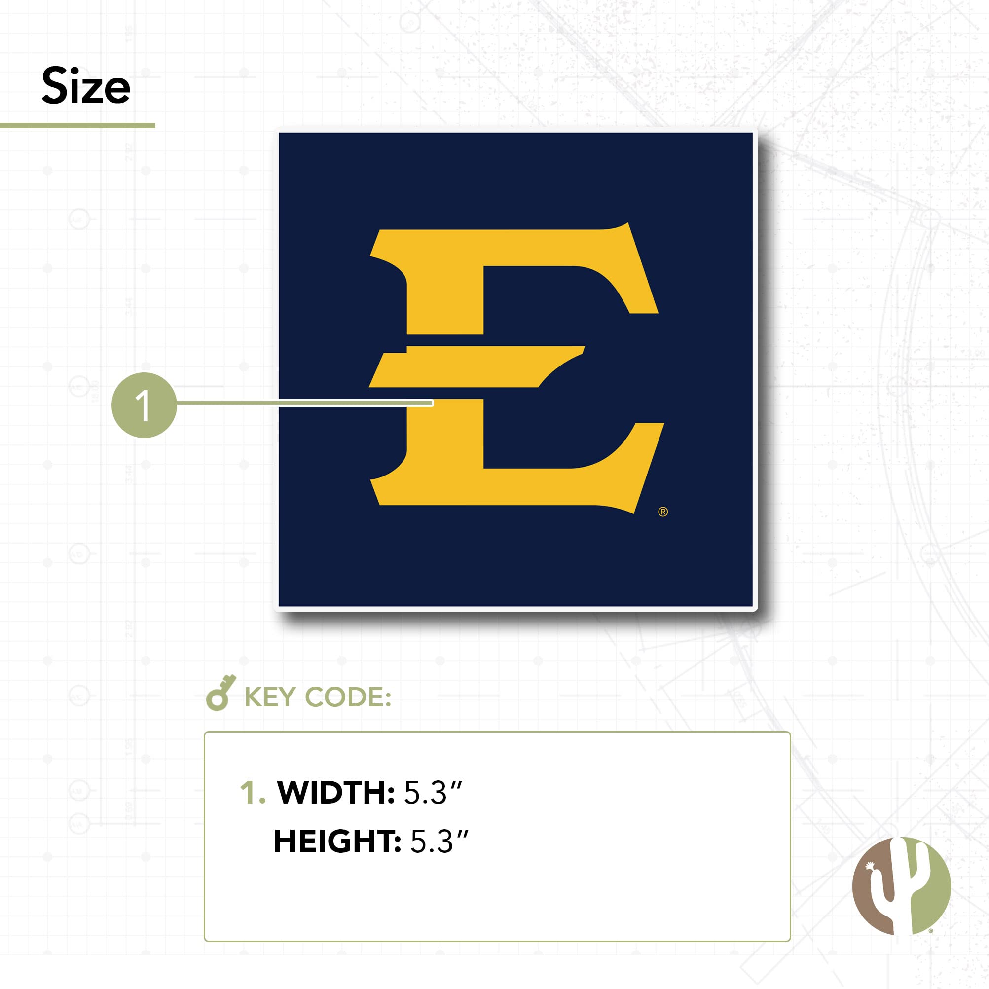 ETSU Buccaneers Desert Cactus Vinyl Decal Sticker - Waterproof Laptop, Car, Water Bottle, Scrapbook Decor for Tennessee State University Fans (IND 00001A) | Perfect for College Dorm, Game Day & Alumni Pride