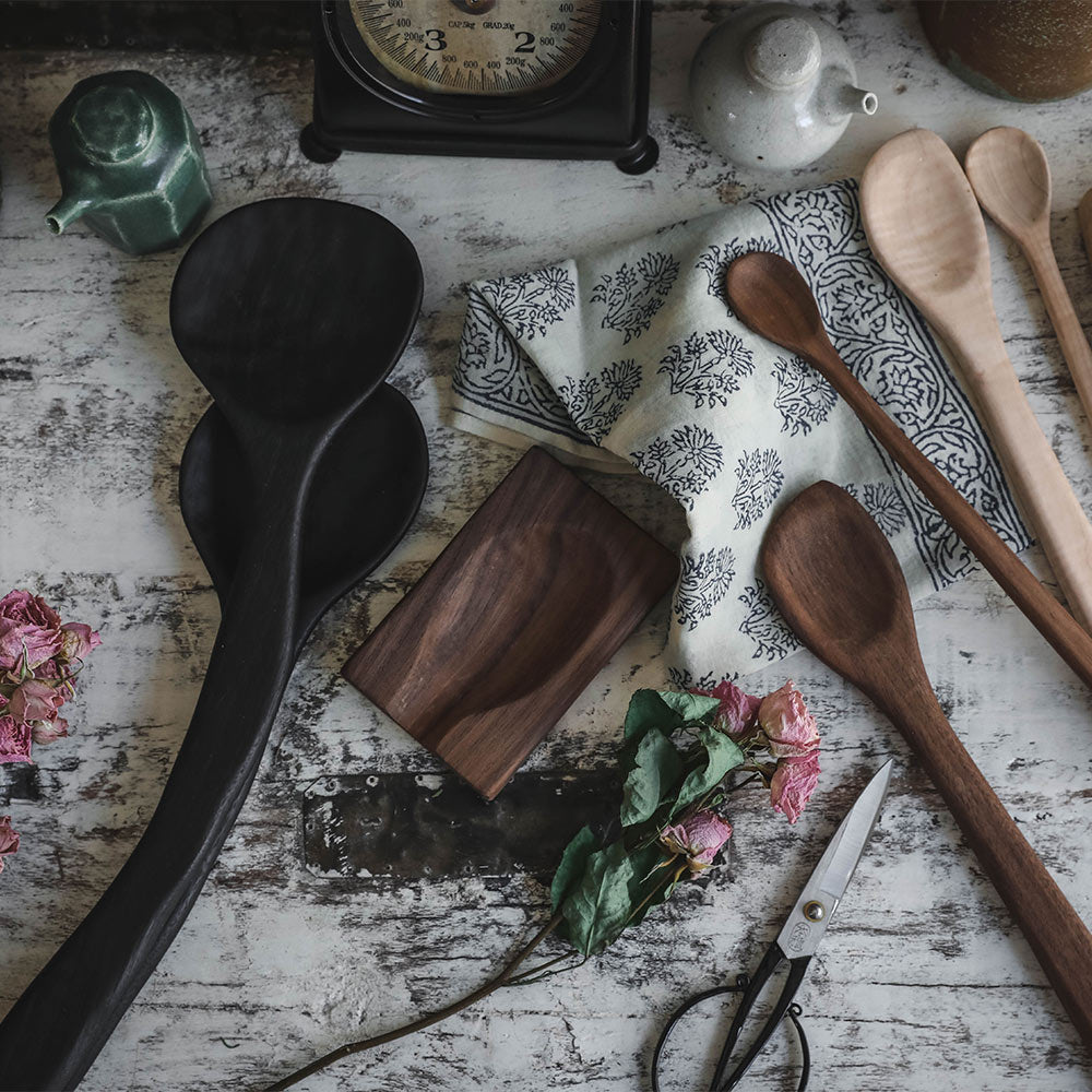 Hand Carved Walnut Wooden Cooking Spoon - Natural Wood Kitchen Utensil for Stirring, Mixing & Serving - Perfect for Soups, Sauces & Baking