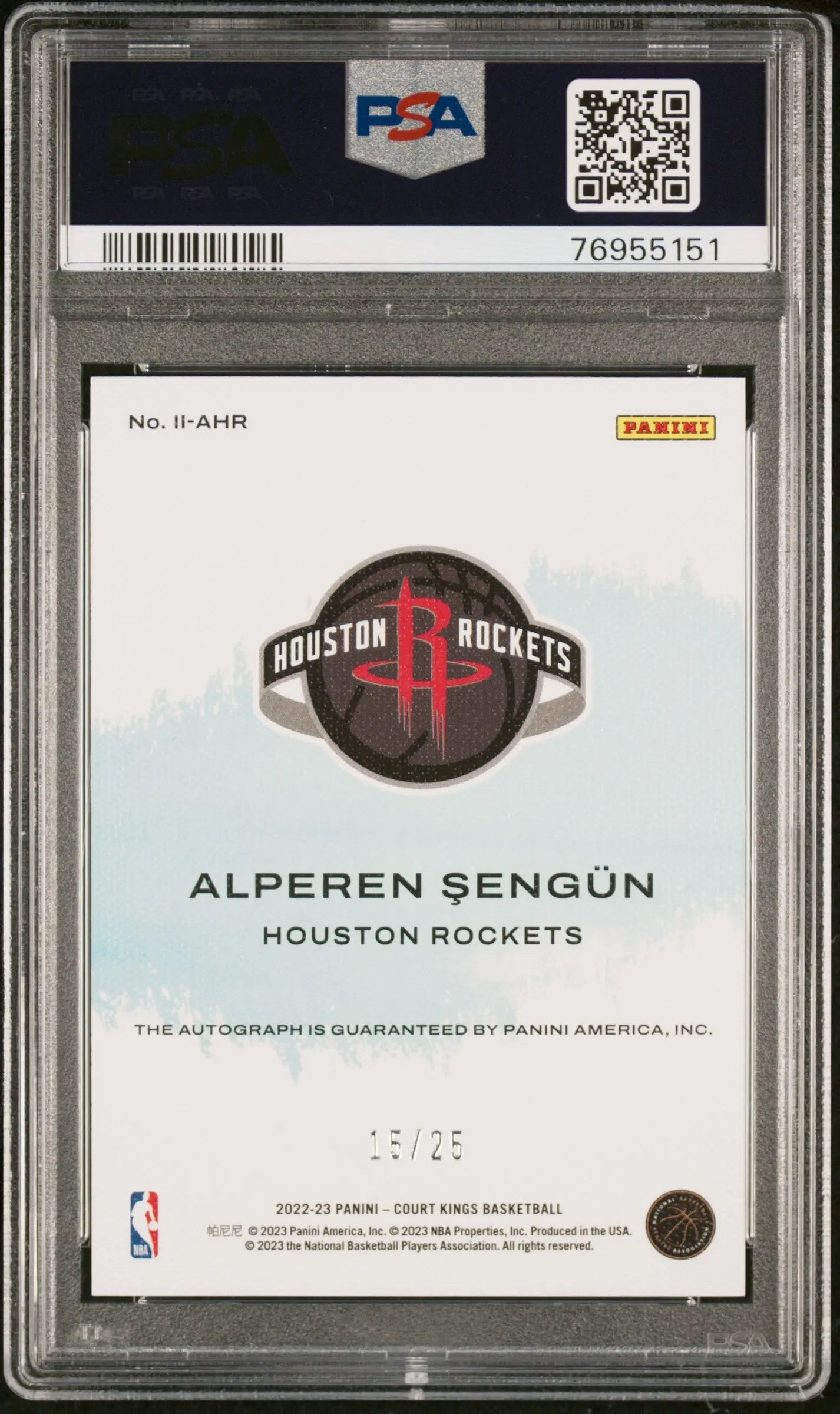 2022 Panini Court Kings Impressionist Ink Sapphire Alperen Sengun Autograph PSA 10 /25 - Rare Basketball Trading Card for Collectors & NBA Fans