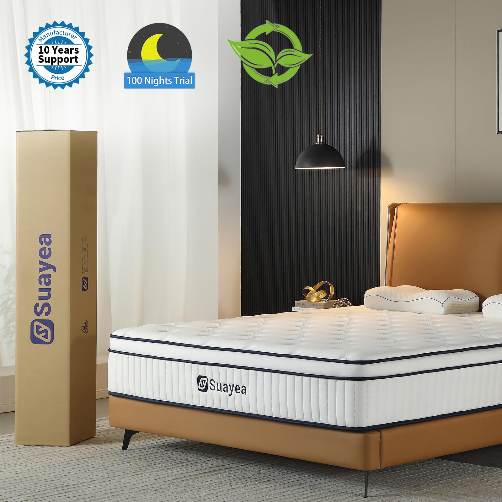 12 Inch Queen Size Mattress in a Box - Pocket Spring & Memory Foam Hybrid for Motion Isolation & Edge Support - Medium Firm Feel - Perfect for Bedroom, Guest Room & Apartment Sleeping