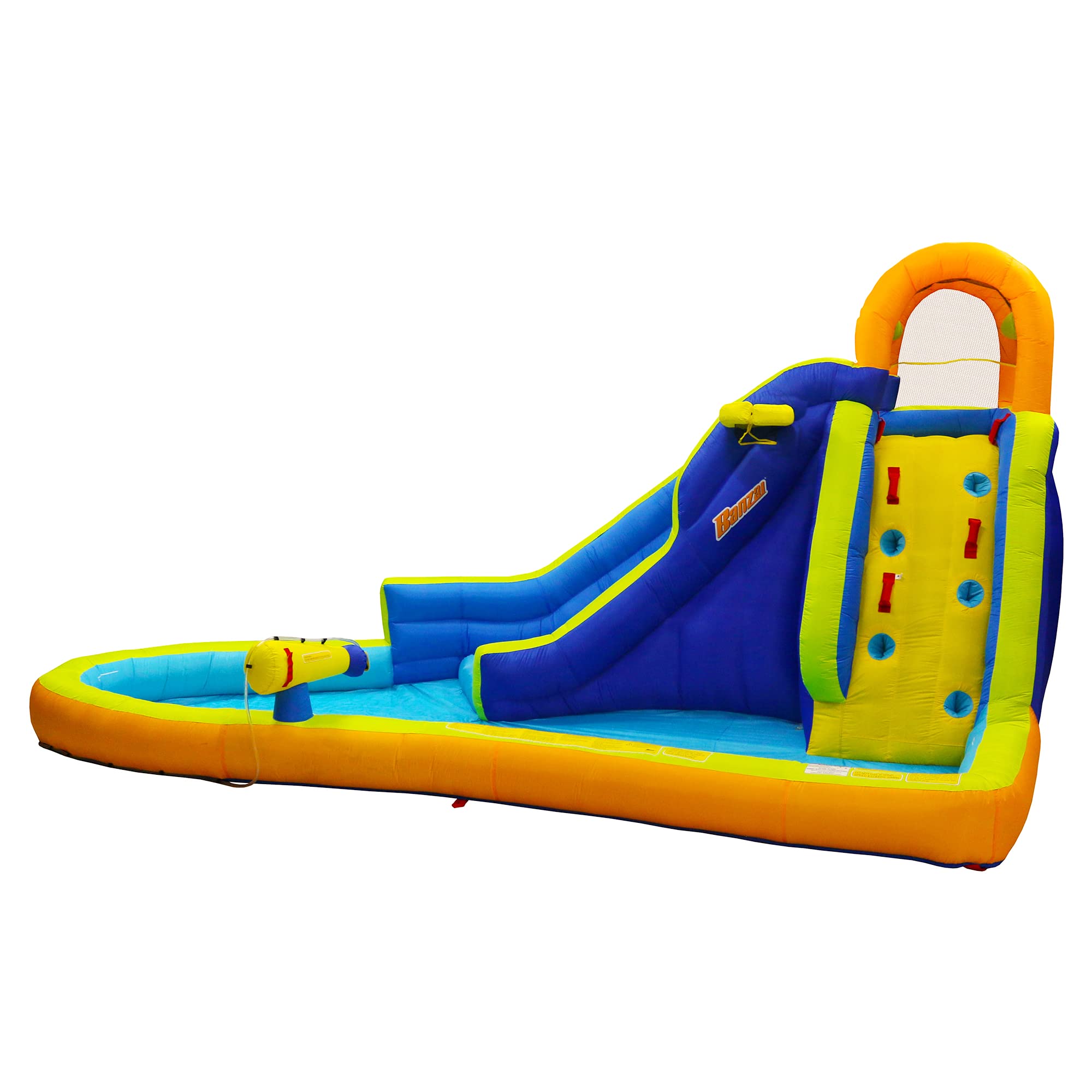 BANZAI Big Blast Inflatable Water Park - 14ft 5in Backyard Water Slide with Splash Pad & Climbing Wall | Outdoor Summer Fun for Kids & Family | Perfect for Birthday Parties, Backyard Play & Poolside Activities