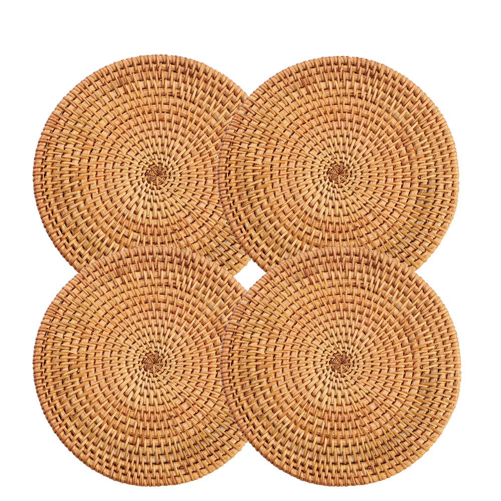 Natural Gold Rattan Trivets Set of 4 - 7.87