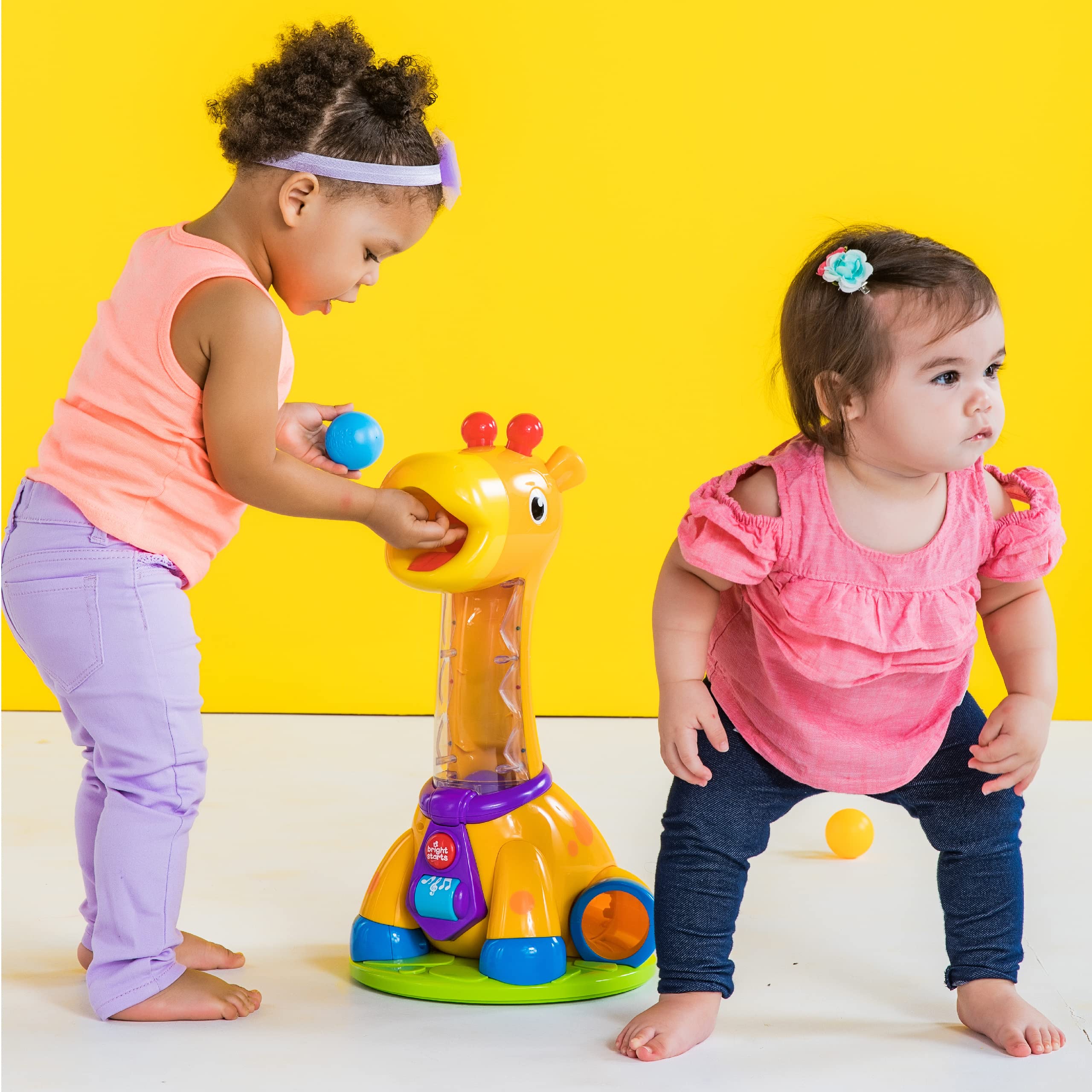 Bright Starts Spin & Giggle Giraffe Ball Popper - Musical Baby Toy with Bouncing Balls for Toddlers 12+ Months - Fun Developmental Play for Crawling & First Steps