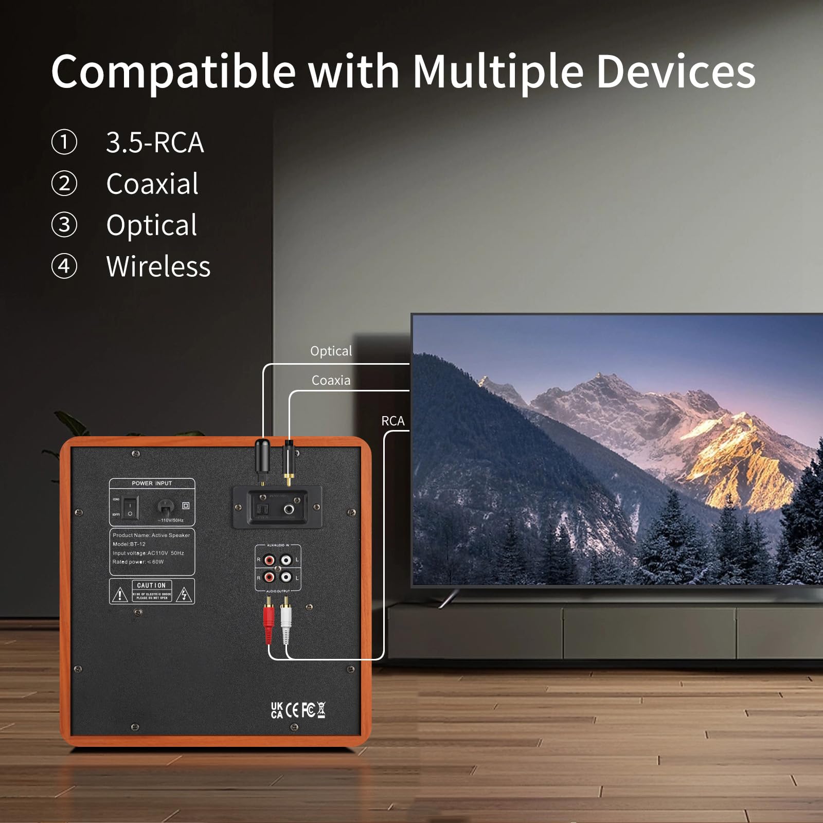 Premium Computer Gaming Speaker System with Subwoofer - PC Desktop Monitor Surround Sound, Dual Satellite Speakers with Midrange & Treble, Full Range Audio Coverage - Optical/Coaxial/3.5mm to RCA/Wireless Connectivity - Perfect for Gaming, Movies & Music Streaming