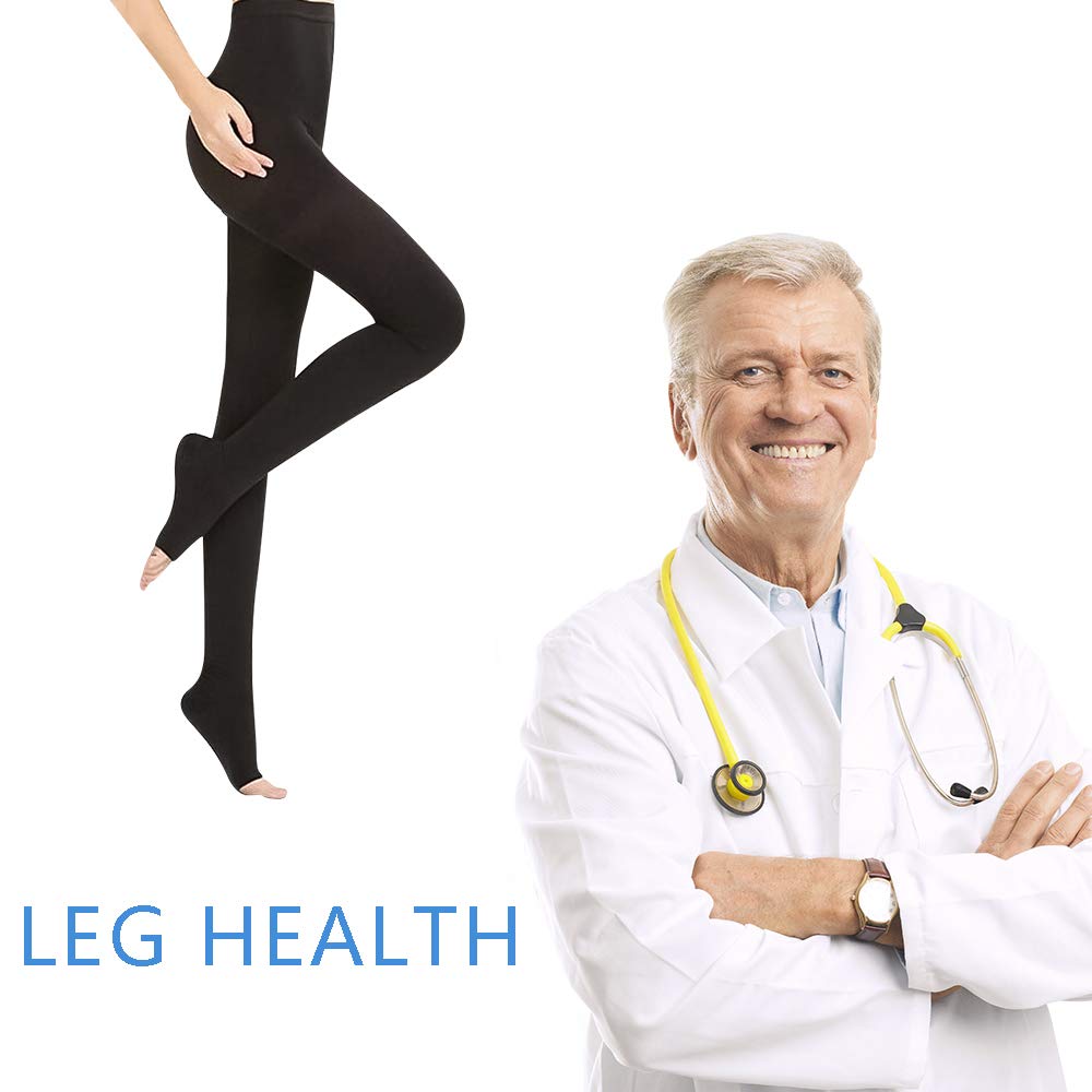 Medical Compression Stockings 20-30mmHg for Women & Men - Open Toe Black | Varicose Veins & Swelling Relief