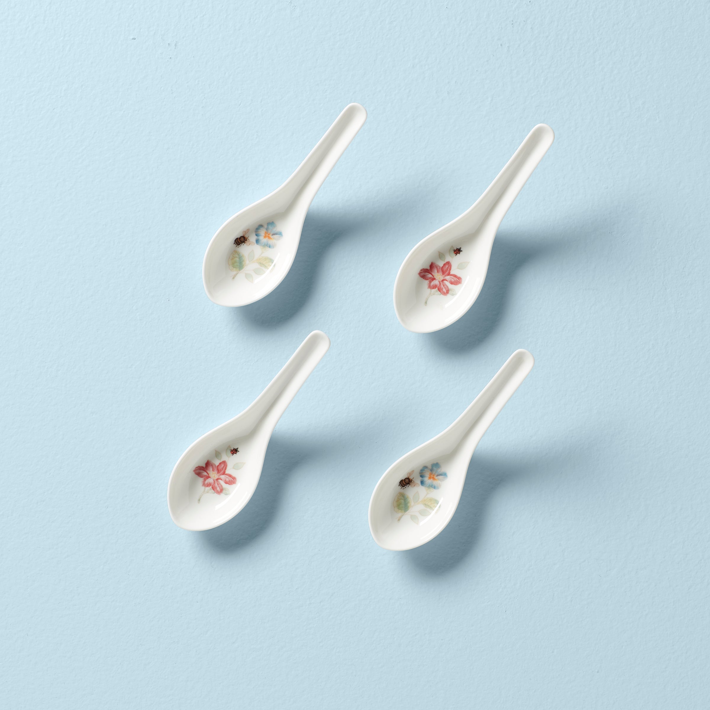 Butterfly Meadow Soup Spoon Set of 4 - Elegant Floral Design Stainless Steel Soup Spoons for Dining, Restaurants, and Gift Giving