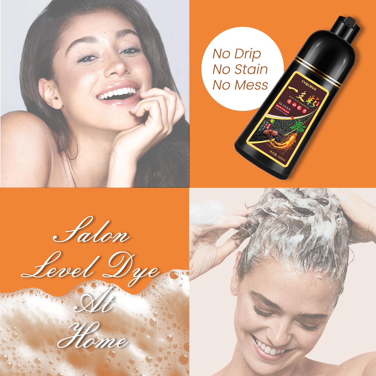 Black Hair Dye Shampoo 3 in 1 - 15 Minute Gray Coverage with 4 Week Lasting Color - At Home Hair Coloring for Women - 16.9 fl oz - Perfect for Quick Root Touch-Ups & Salon-Quality Results at Home