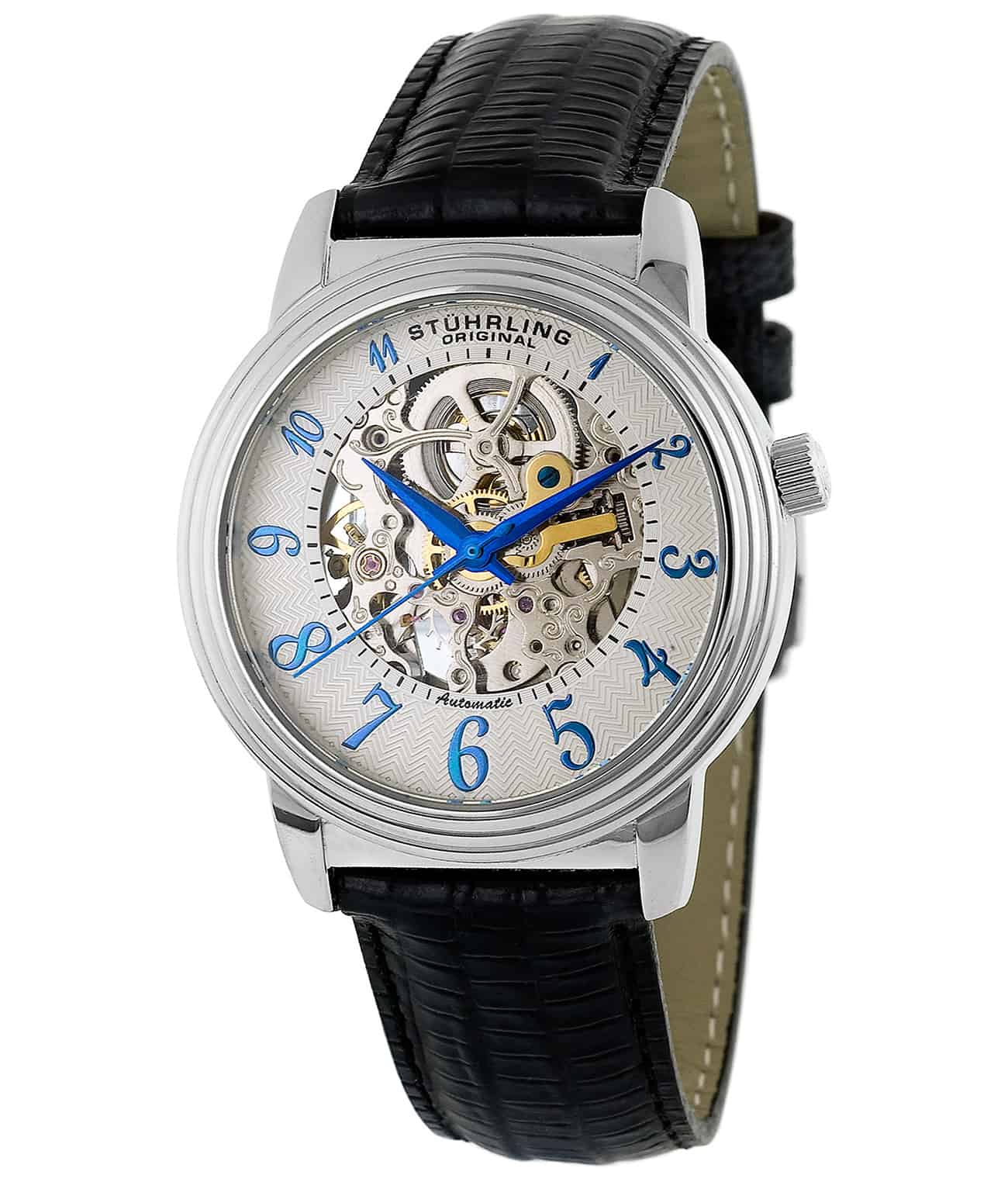 Delphi 107 Automatic 39mm Skeleton Watch for Men - Luxury Mechanical Timepiece with Transparent Dial - Perfect for Business, Formal Events & Gift Giving