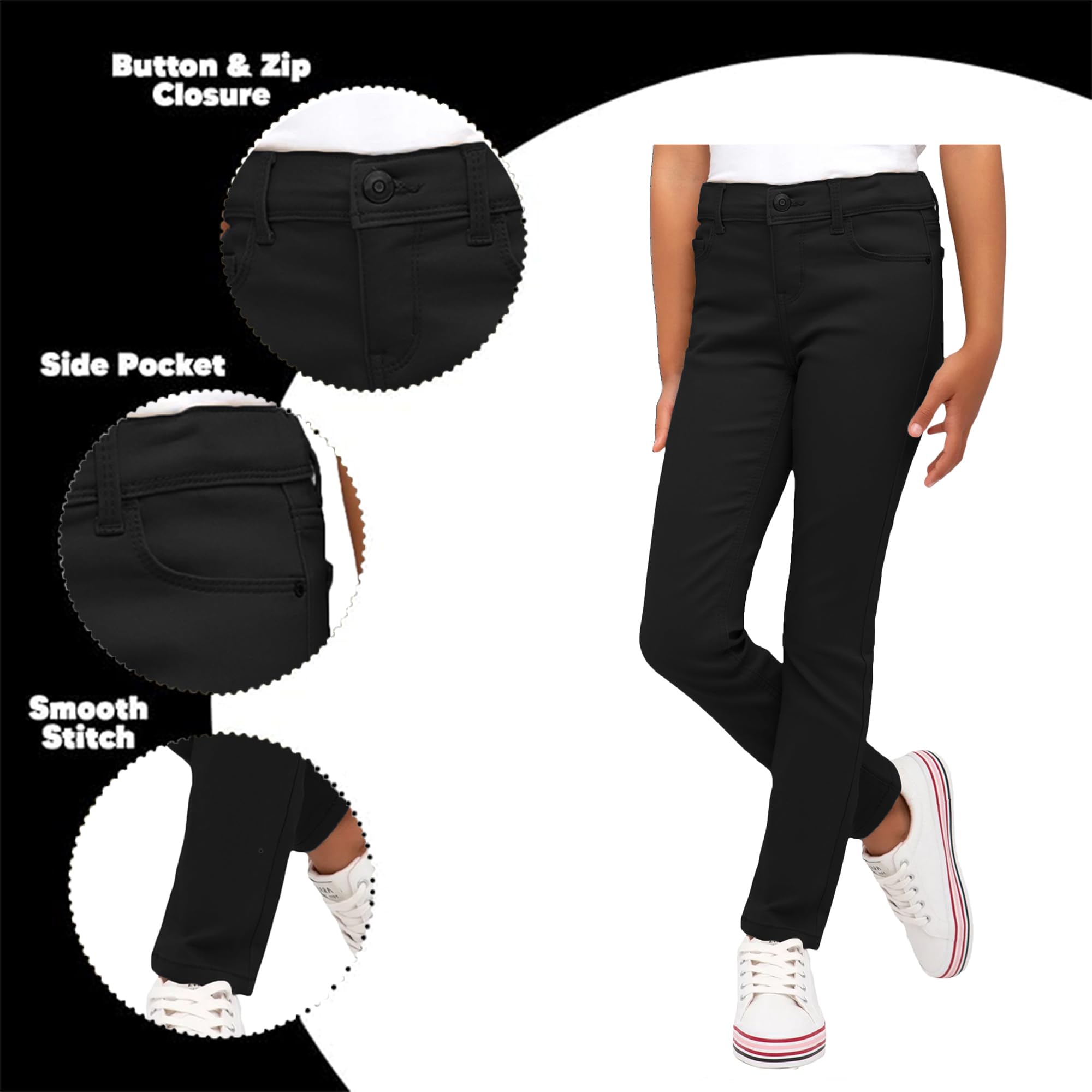 **Galaxy Little Girls' School Uniform Pencil Pants - Comfortable & Stylish Dress Pants for School, Uniforms & Formal Occasions**