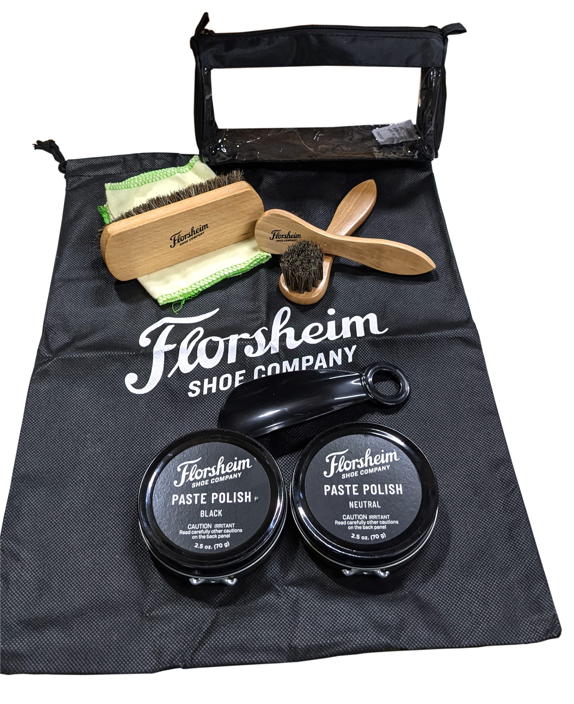 Florsheim Unisex Adult Polish Travel Shoe Care Kit - Black, One Size US - Perfect for Travel, Business & Leather Shoe Maintenance