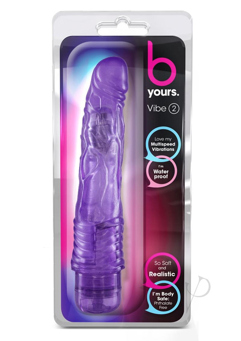 B Yours Vibe 2 Purple 9-Inch Rechargeable Vibrating Dildo - Waterproof Silicone Adult Toy for Couples & Solo Play, G-Spot & Clitoral Stimulation