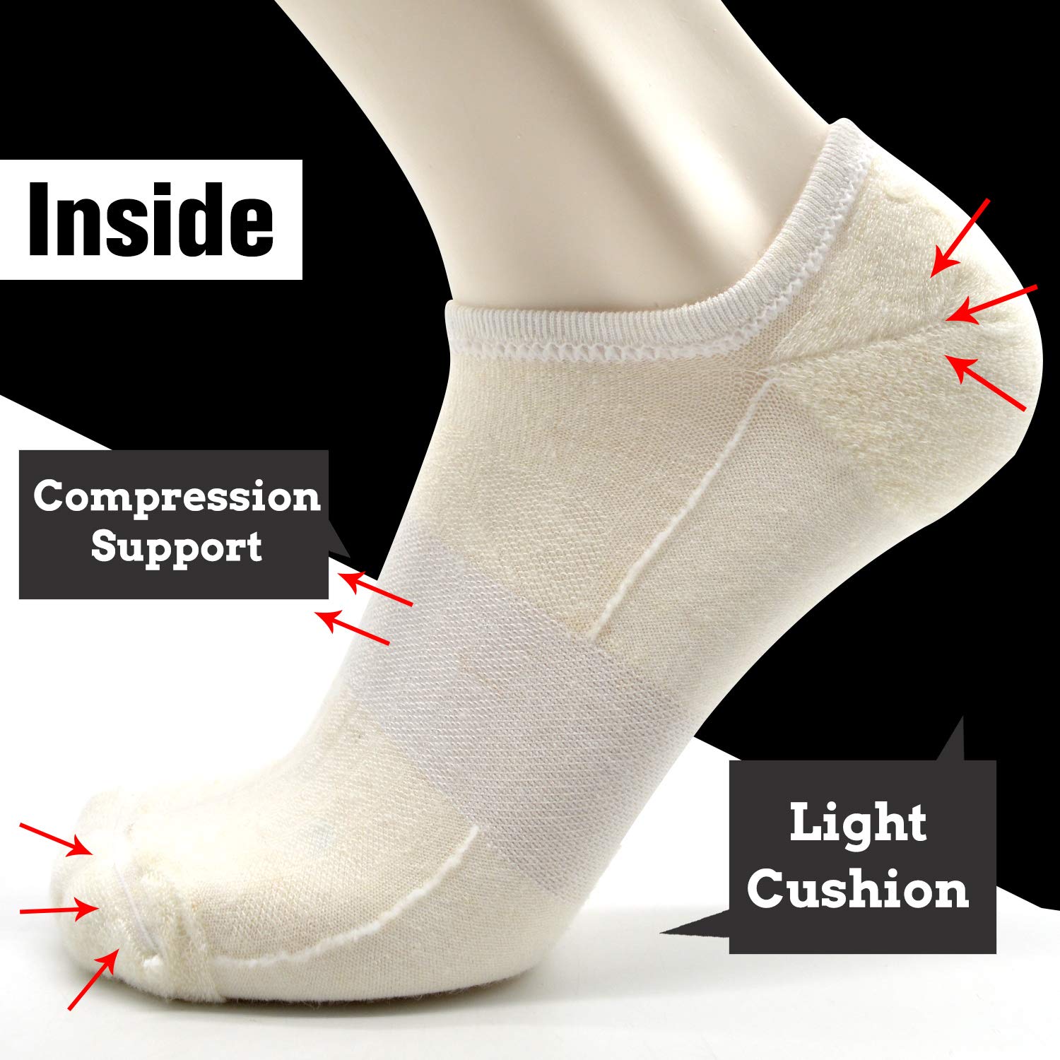 Breathable No-Show Merino Wool Running Socks for Men & Women - Low Cut Thin Athletic Socks with Non-Slip Grips - Perfect for Gym, Jogging & Daily Wear