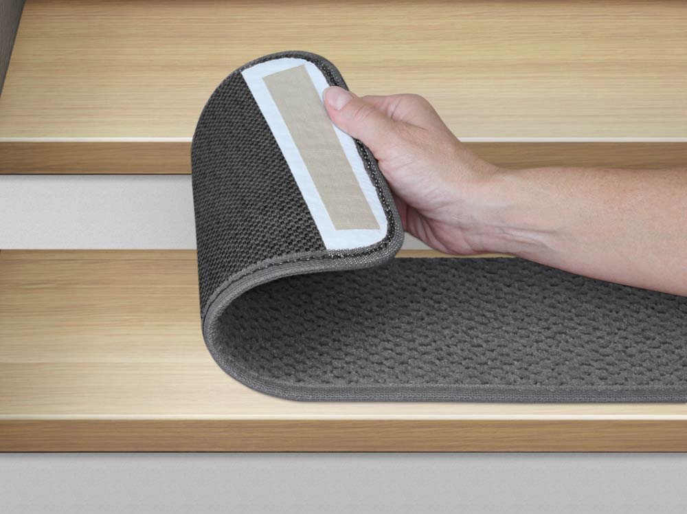 15-Pack Non-Slip Gray Carpet Stair Treads - 8