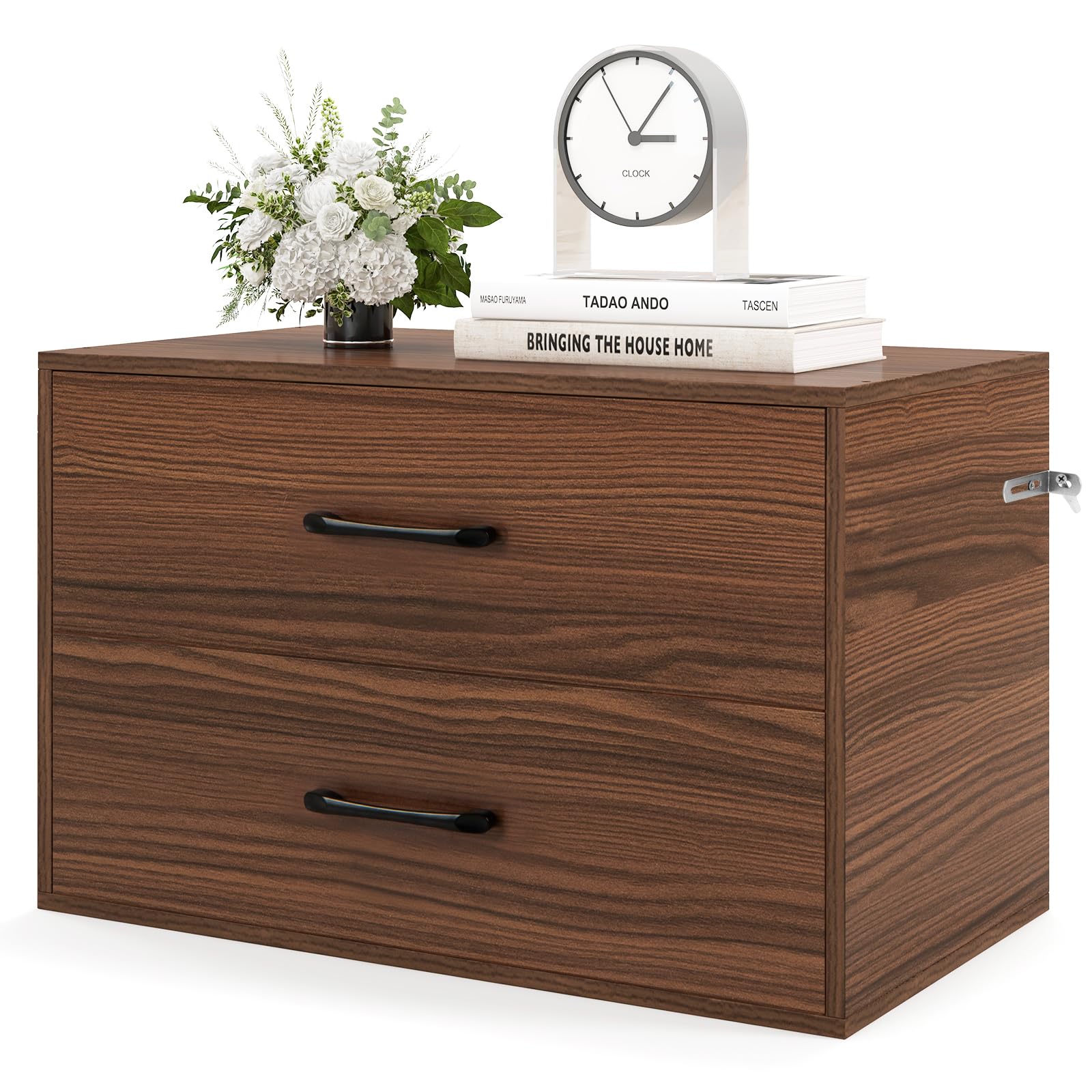 Giantex 2-Drawer Stackable Dresser for Bedroom - Walnut Short Storage Cabinet with Handles & Anti-Tip Safety Device - Perfect for Closet Organization, Small Space Furniture, Nursery or Dorm Room Storage