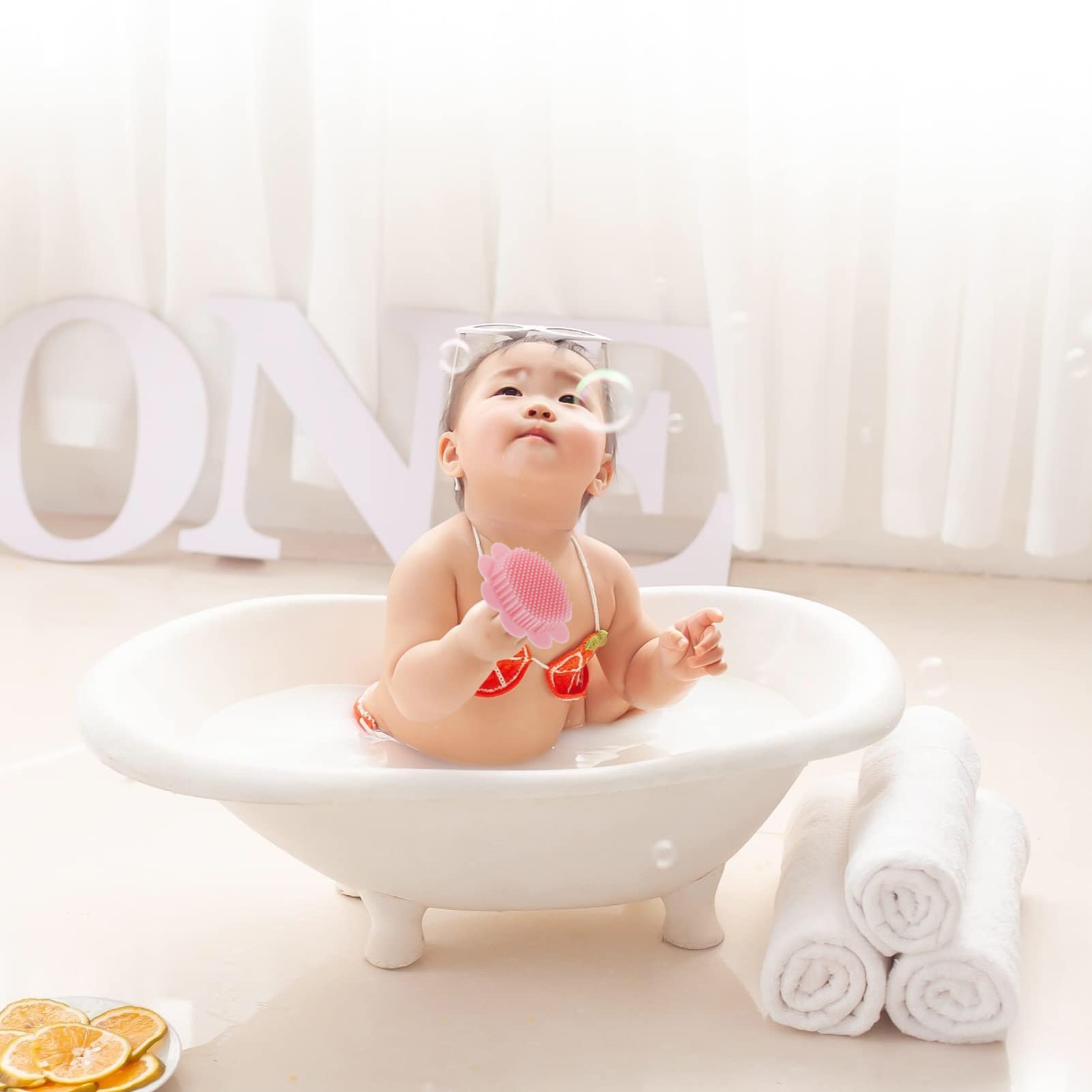 Baby Hair Brush & Scalp Exfoliator - Gentle Hair Massager & Dandruff Scrubber for Newborns, Toddlers & Kids (Pink) - Perfect for Bath Time & Sensitive Scalp Care