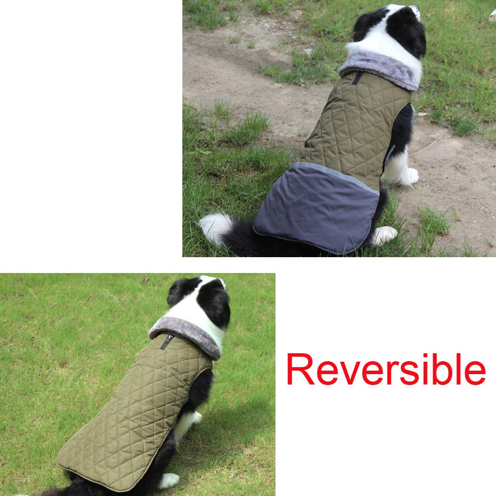 Waterproof Reversible Fleece Dog Coat for Small Dogs - Warm Puppy Jacket for Cold Winter (Green) | Perfect for Outdoor Walks, Winter Adventures & Indoor Comfort