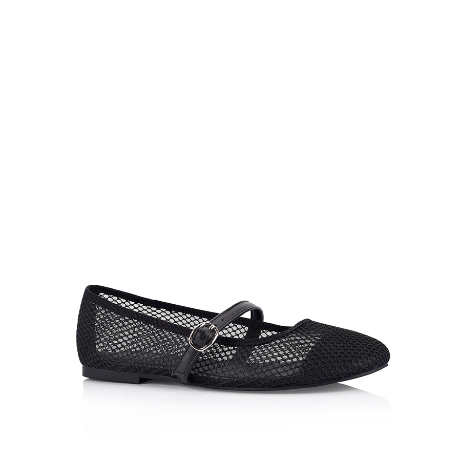 Bambam Mary Jane Flats - Black Mesh Comfortable Women's Shoes for Work, Office & Casual Wear