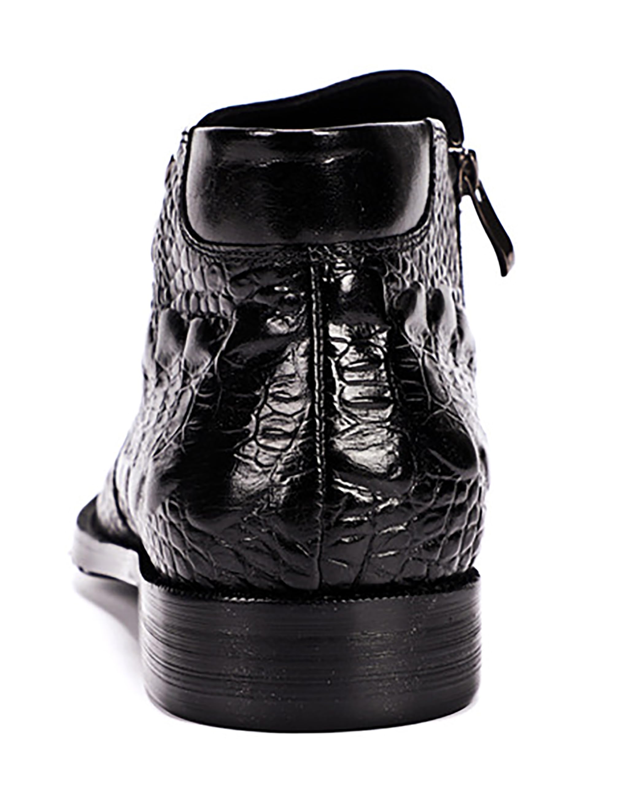 Santimon Men's Ankle Dress Boots - Patent Leather Formal Boots with Zipper, Black & Red - Perfect for Business, Office & Special Occasions