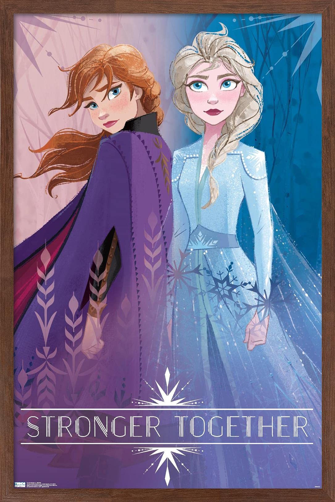 Trends International Disney Frozen 2 Sisters Wall Poster - 22.375 x 34 Inches Mahogany Framed Art Print | Perfect for Kids Bedroom, Playroom & Disney Themed Decor