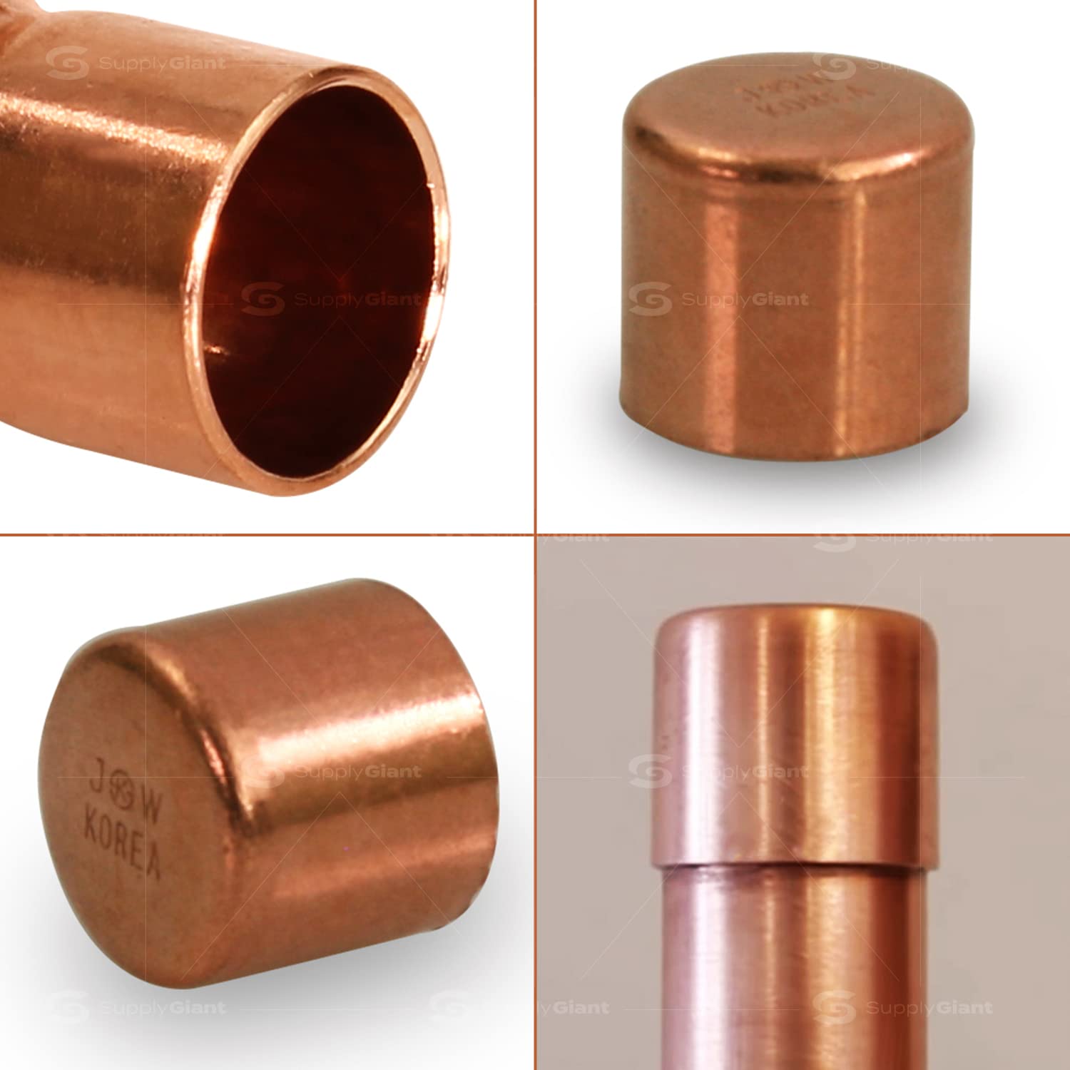 1-1/4 Inch Copper Sweat Plug End Cap Pipe Fitting for Plumbing & HVAC Systems - Durable Brass Pipe Cap for Water Lines, Gas Lines & Heating Systems (DUFD0125-5)