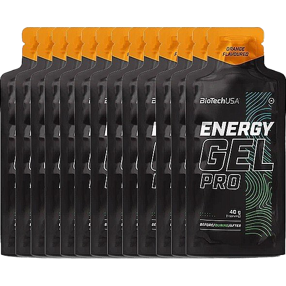 Energy Gel Pro - Orange Flavor, 12 Pack (40g Each) | Fast-Acting Carbohydrate Boost for Endurance Athletes, Runners & Cyclists | Ideal for Marathon Training, Triathlons & Long-Distance Workouts