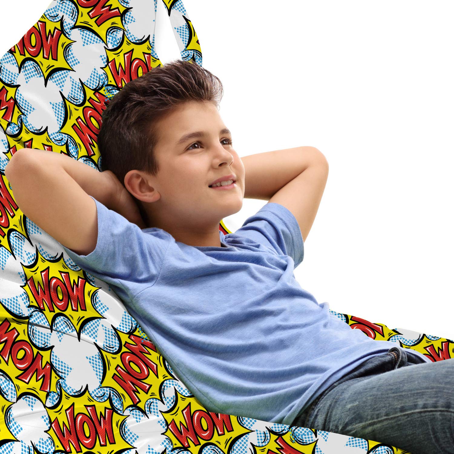 Ambesonne Pop Art Lounger Chair Storage Bag - Retro Comic Speech Bubble Design with Handle, High Capacity Organizer for Patio, Beach & Pool (Yellow, Vermilion, Blue) | Perfect for Outdoor Furniture Covers, Camping Gear & Seasonal Storage