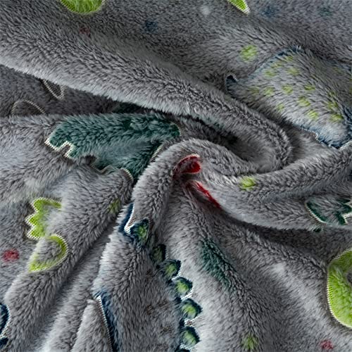 Glow in The Dark Dinosaur Throw Blanket for Kids - Soft Flannel Fleece Plush Blanket with Luminous Cute Dinosaur Pattern | Perfect for Birthday Gifts, Bedtime, Movie Nights & Cozy Comfort