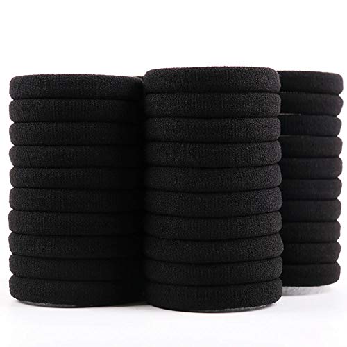 VSAKSH 20 Pack Black Elastic Hair Bands for Women - Soft Scrunchies, Ponytail Holders & Headbands - Hair Accessories for Girls, Workouts, Yoga & Everyday Use