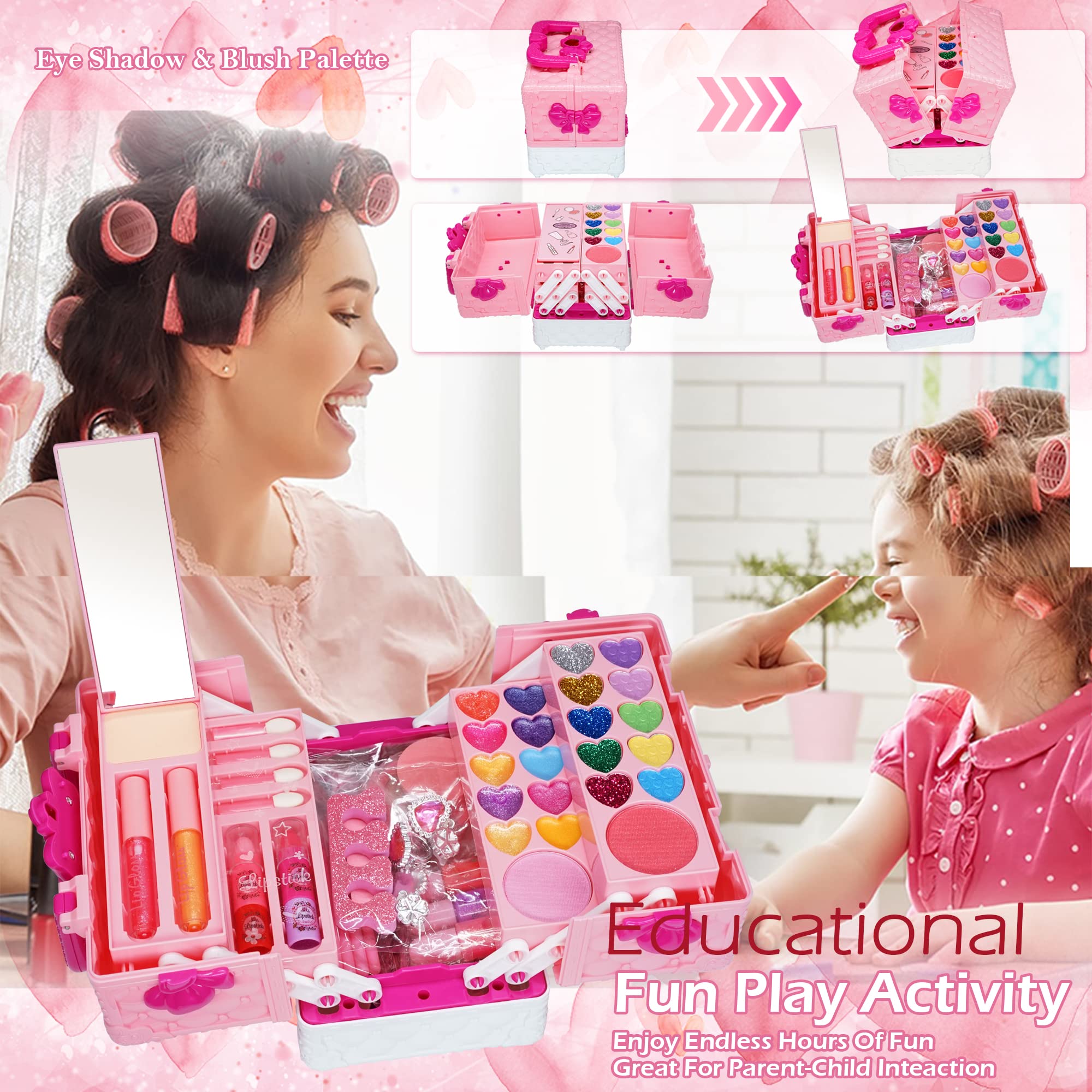 Washable Kids Makeup Kit - Princess Play Set for Girls 3-12, Birthday Gift