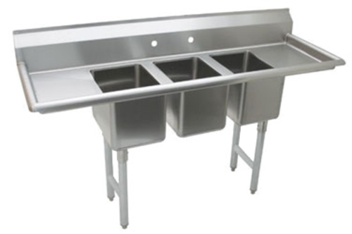 3-Compartment Commercial Sink for Convenience Stores - Stainless Steel Utility Sink with Drainboard - Perfect for Food Prep, Dishwashing & Backroom Cleaning