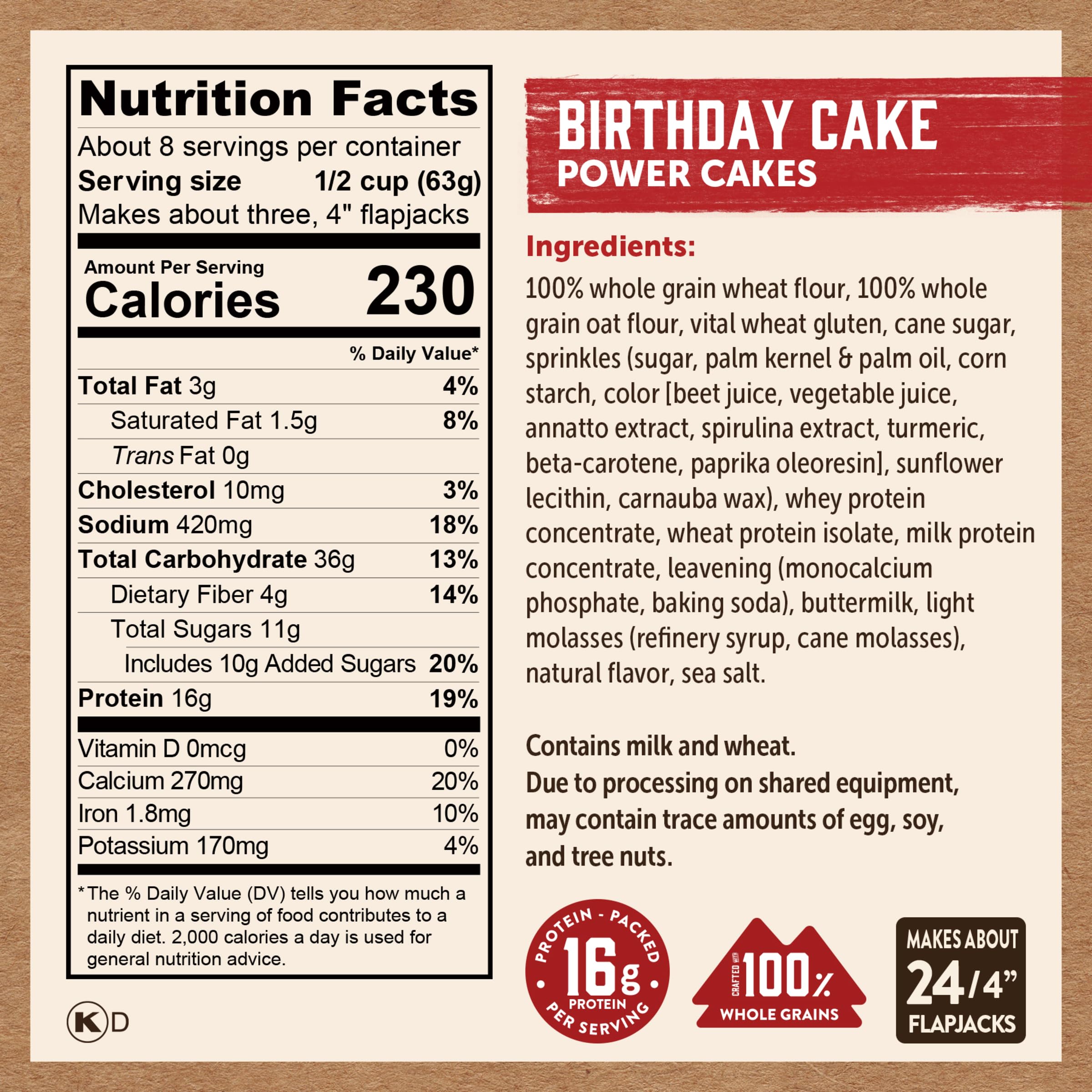 Kodiak Cakes Power Cakes Protein Pancake & Waffle Mix - 100% Whole Grain, Birthday Cake Flavor (Pack of 6) - High Protein Breakfast for Athletes & Fitness Lovers - Perfect for Post-Workout Recovery, Family Brunch, and Healthy Meal Prep